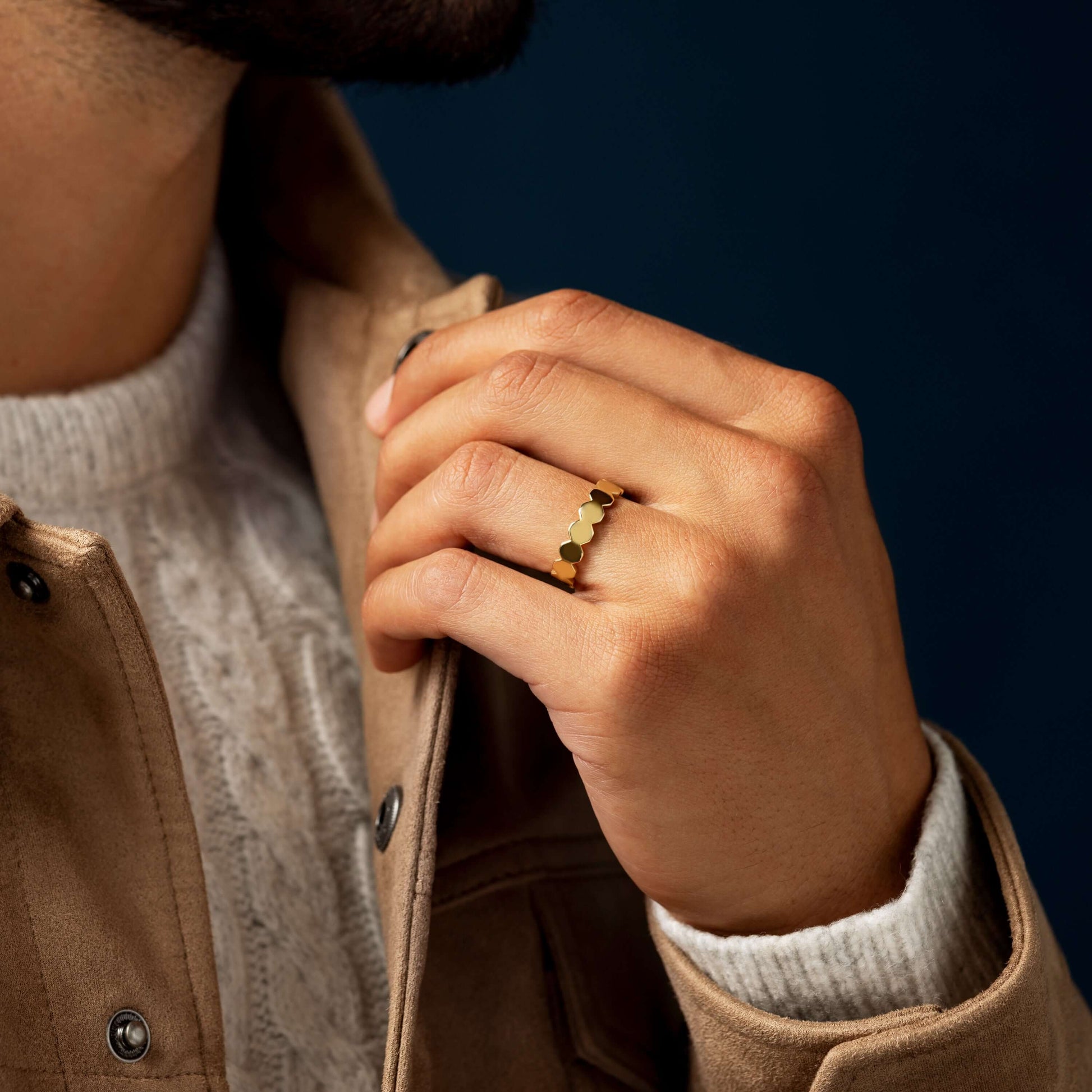 Octagon- Men's Wedding BandOctagon- Men's Wedding Band - Side view