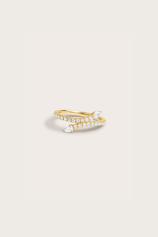 Open End Pave- 0.70 CT Round & Pear Lab Grown Diamond Wedding BandOpen End Pave- 0.70 CT Round & Pear Lab Grown Diamond Wedding Band - Front view