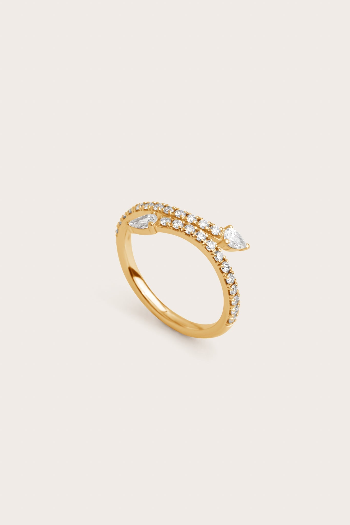 Open End Pave- 0.70 CT Round & Pear Lab Grown Diamond Wedding BandOpen End Pave- 0.70 CT Round & Pear Lab Grown Diamond Wedding Band - Front view