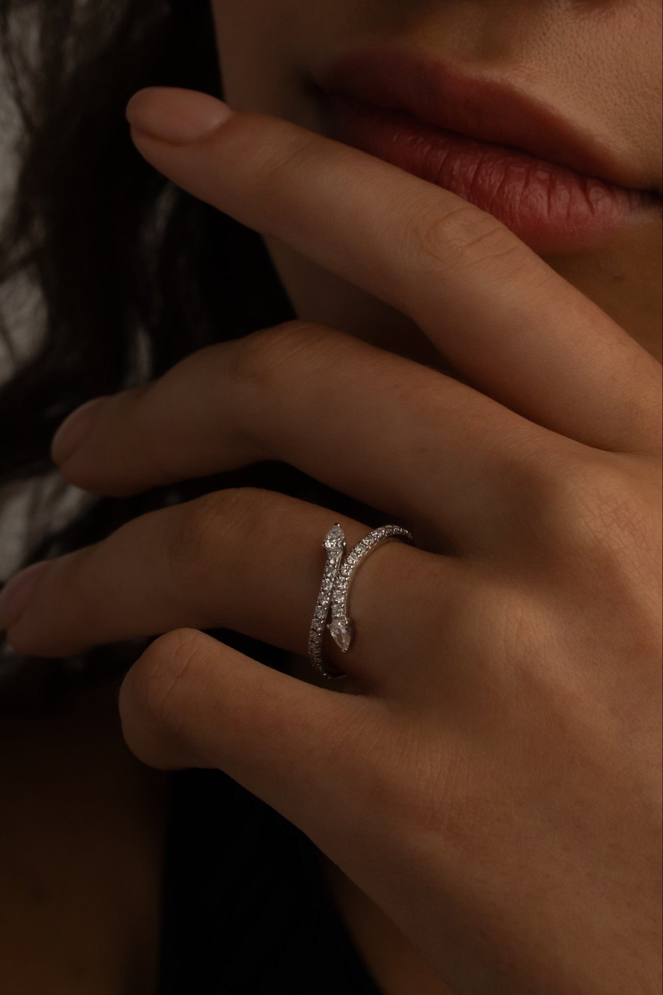 Open End Pave- 0.70 CT Round & Pear Lab Grown Diamond Wedding BandOpen End Pave- 0.70 CT Round & Pear Lab Grown Diamond Wedding Band - Side view