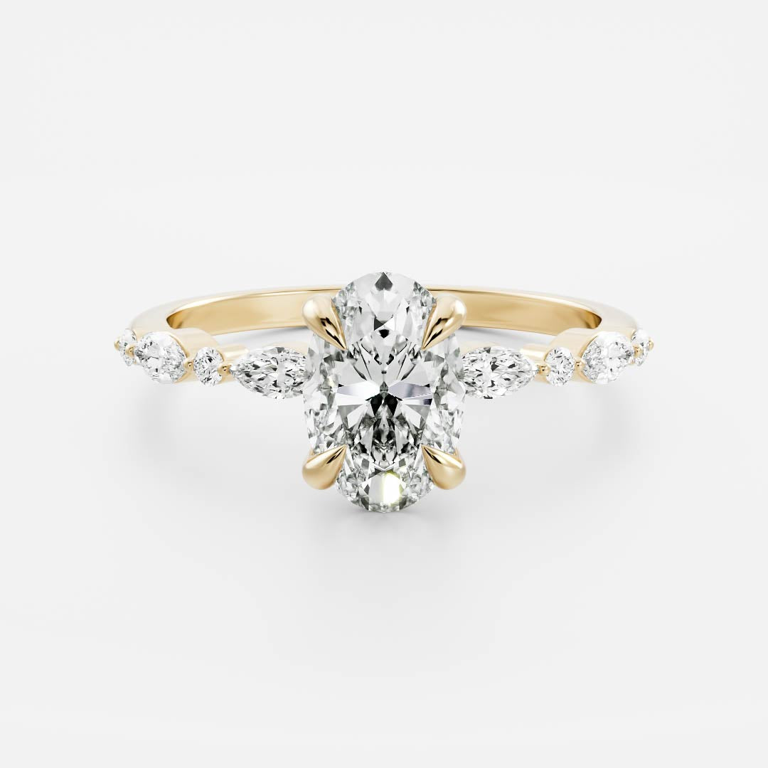 Pave- 1.6 CT Oval Moissanite Engagement RingPave- 1.6 CT Oval Moissanite Engagement Ring - Front view