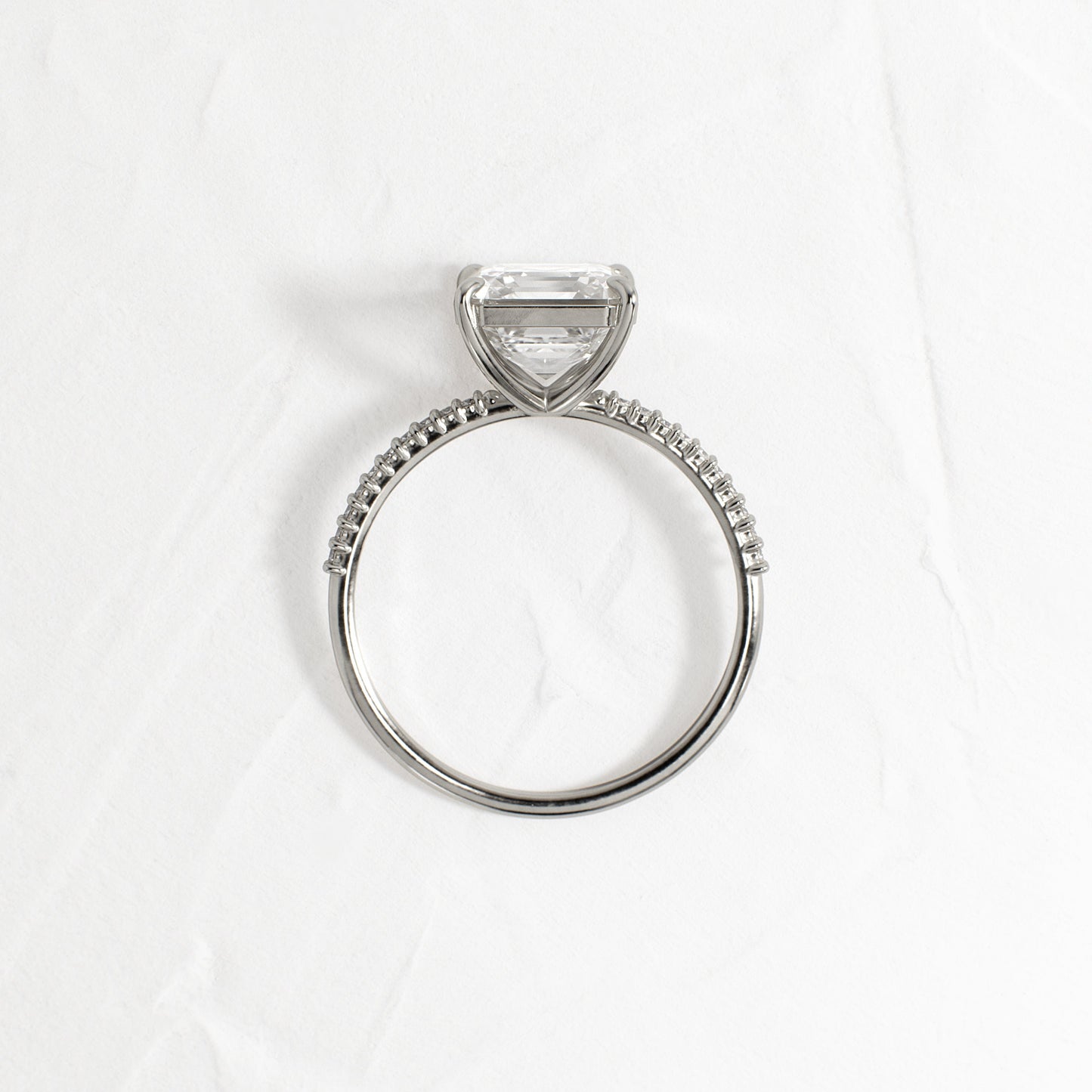 Pave-Asscher Lab Grown Diamond Engagement Ring - Back view