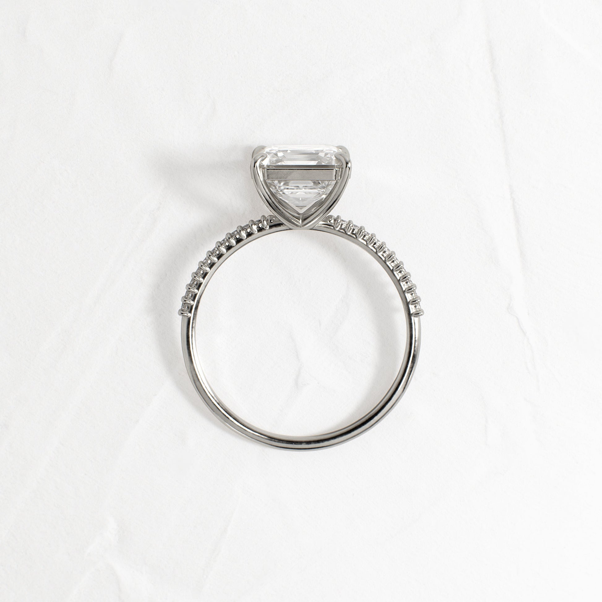 Pave-Asscher Lab Grown Diamond Engagement Ring - Back view