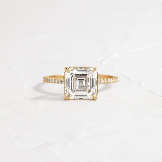 Pave-Asscher Lab Grown Diamond Engagement Ring - Front view