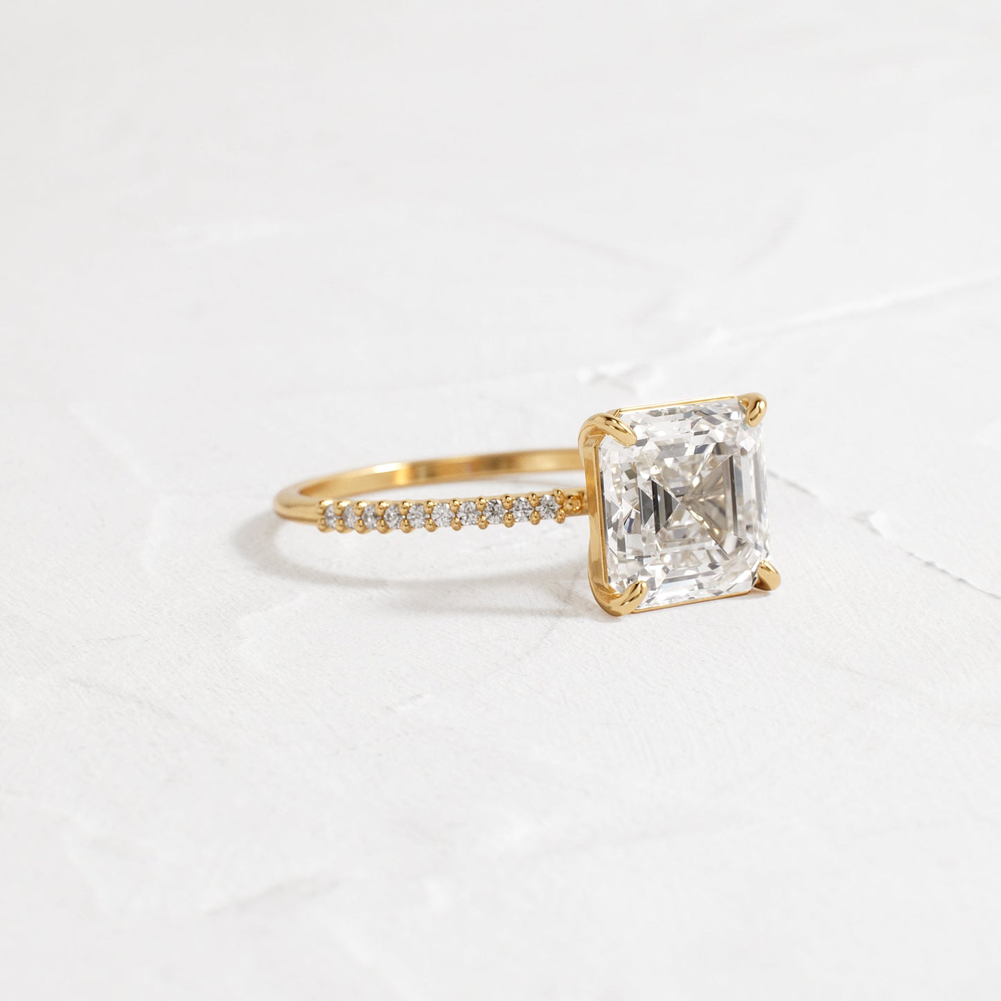 Pave-Asscher Lab Grown Diamond Engagement Ring - Front view