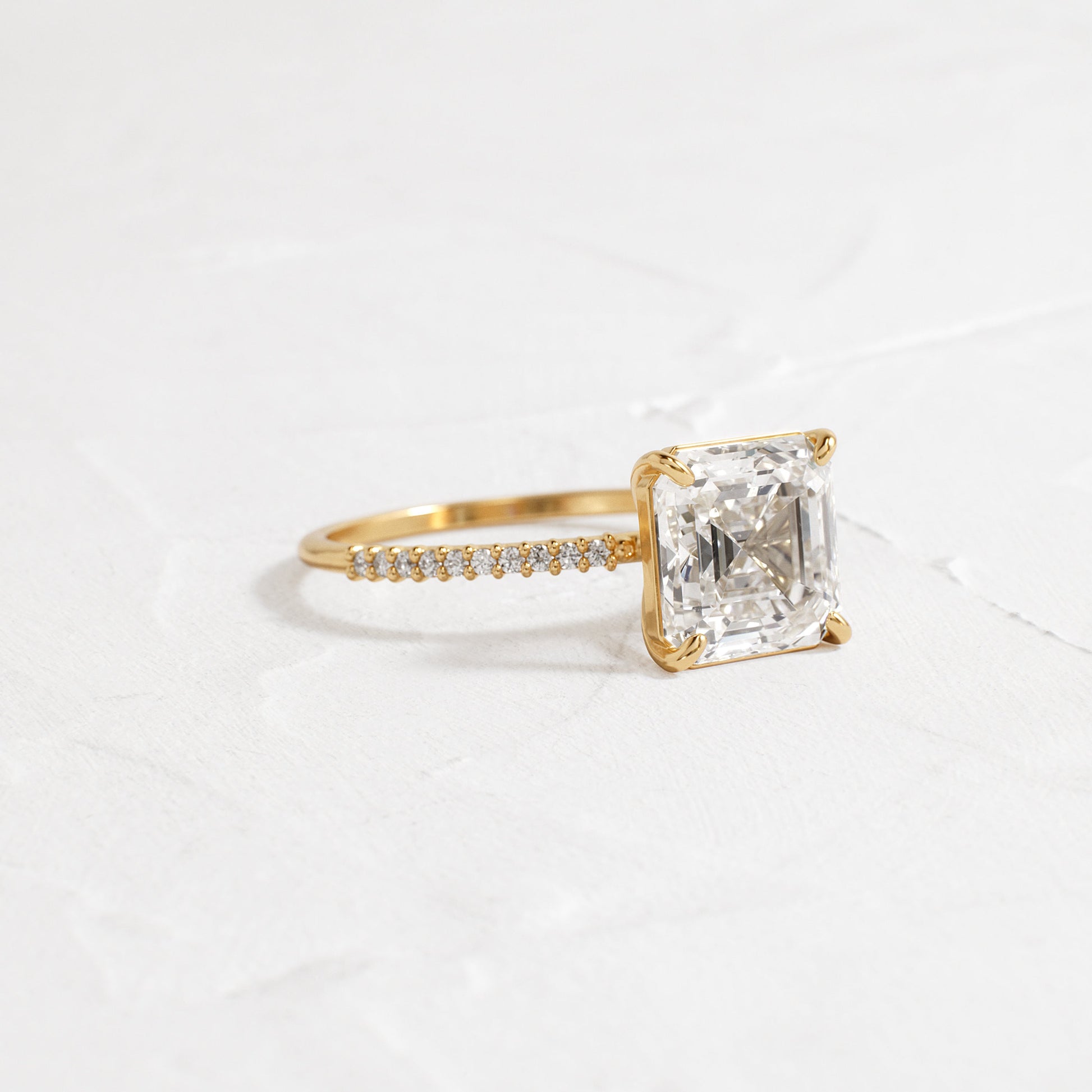 Pave-Asscher Lab Grown Diamond Engagement Ring - Front view