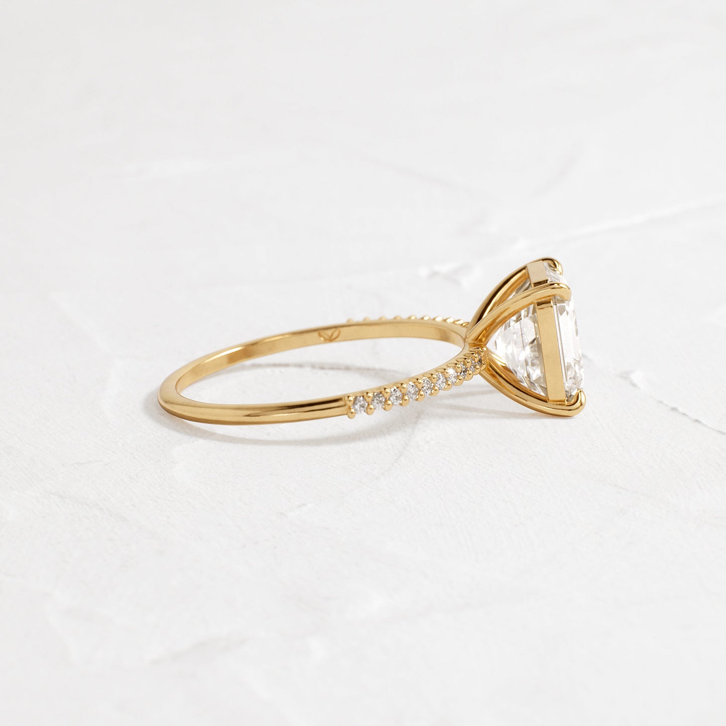Pave-Asscher Lab Grown Diamond Engagement Ring - Side view