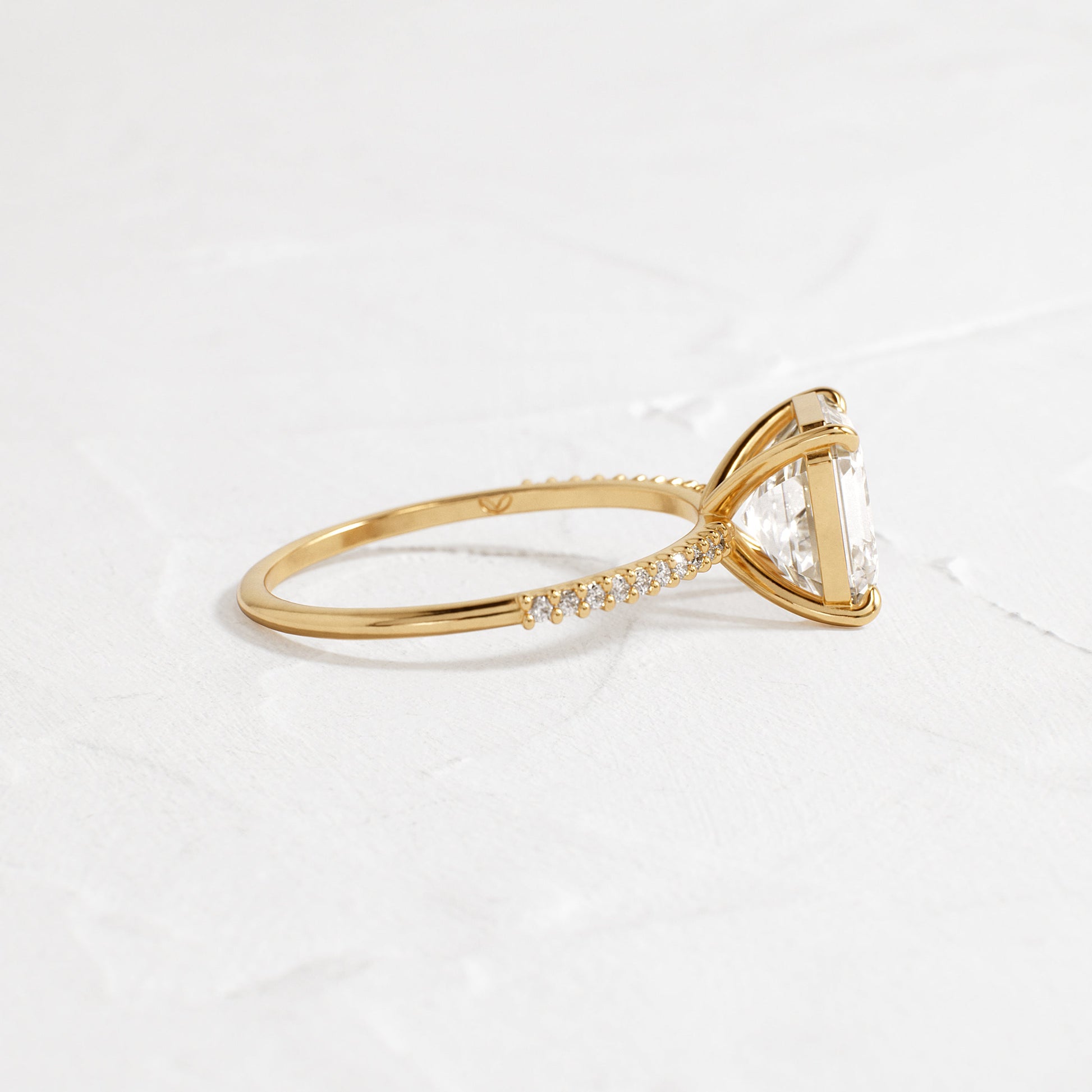 Pave-Asscher Lab Grown Diamond Engagement Ring - Side view