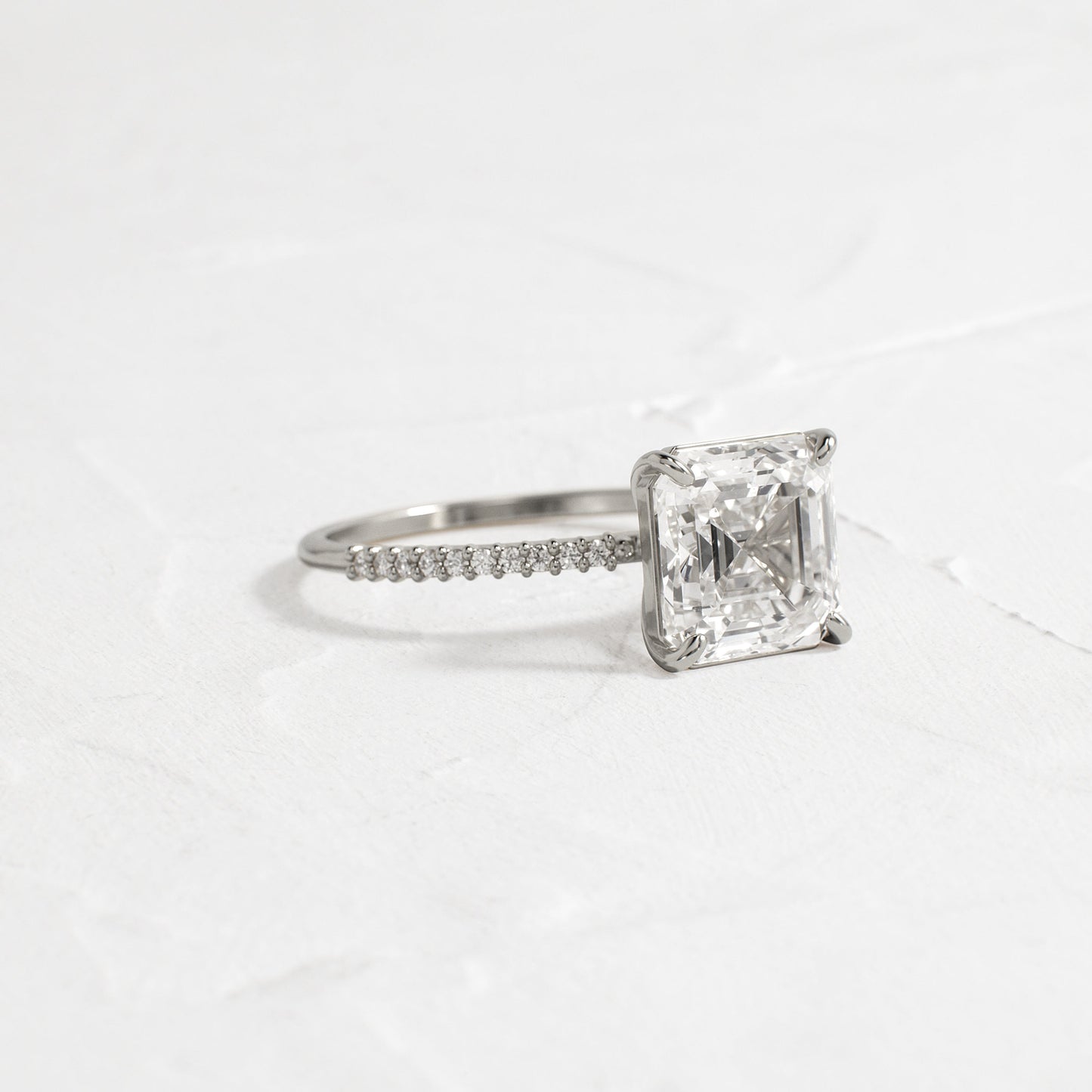 Pave-Asscher Lab Grown Diamond Engagement Ring - Front view