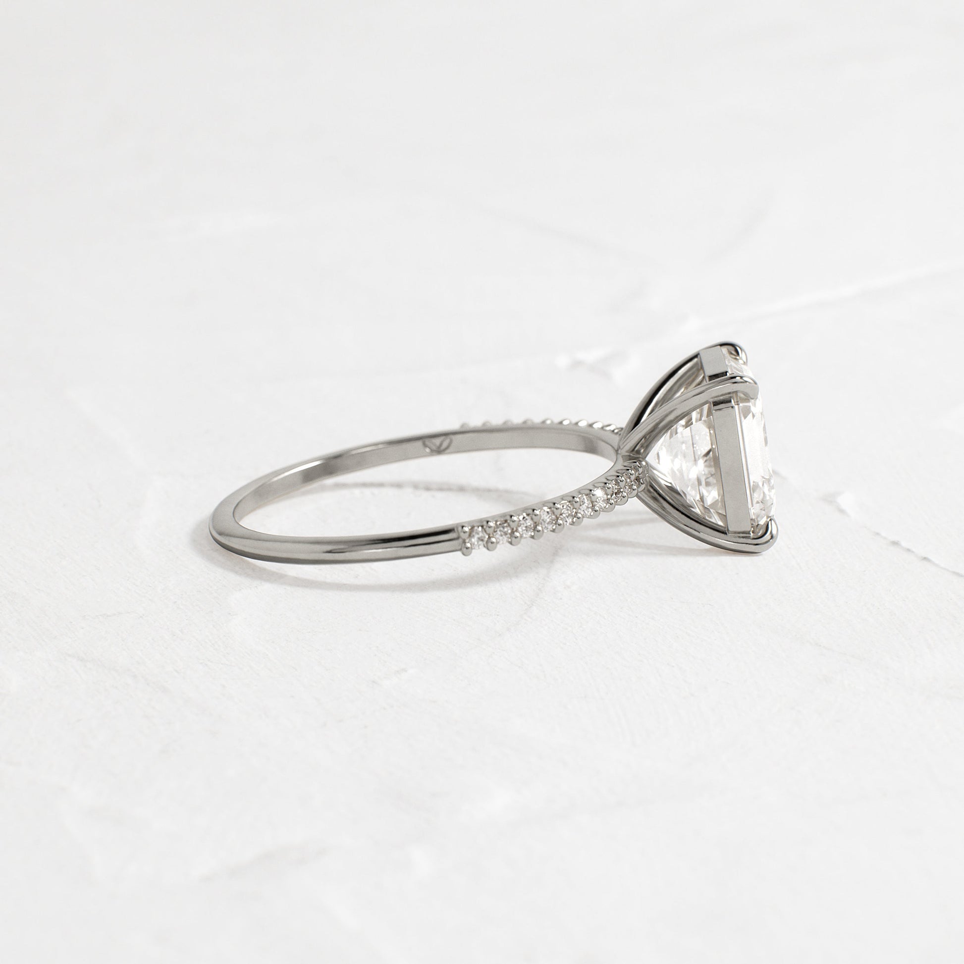 Pave-Asscher Lab Grown Diamond Engagement Ring - Side view