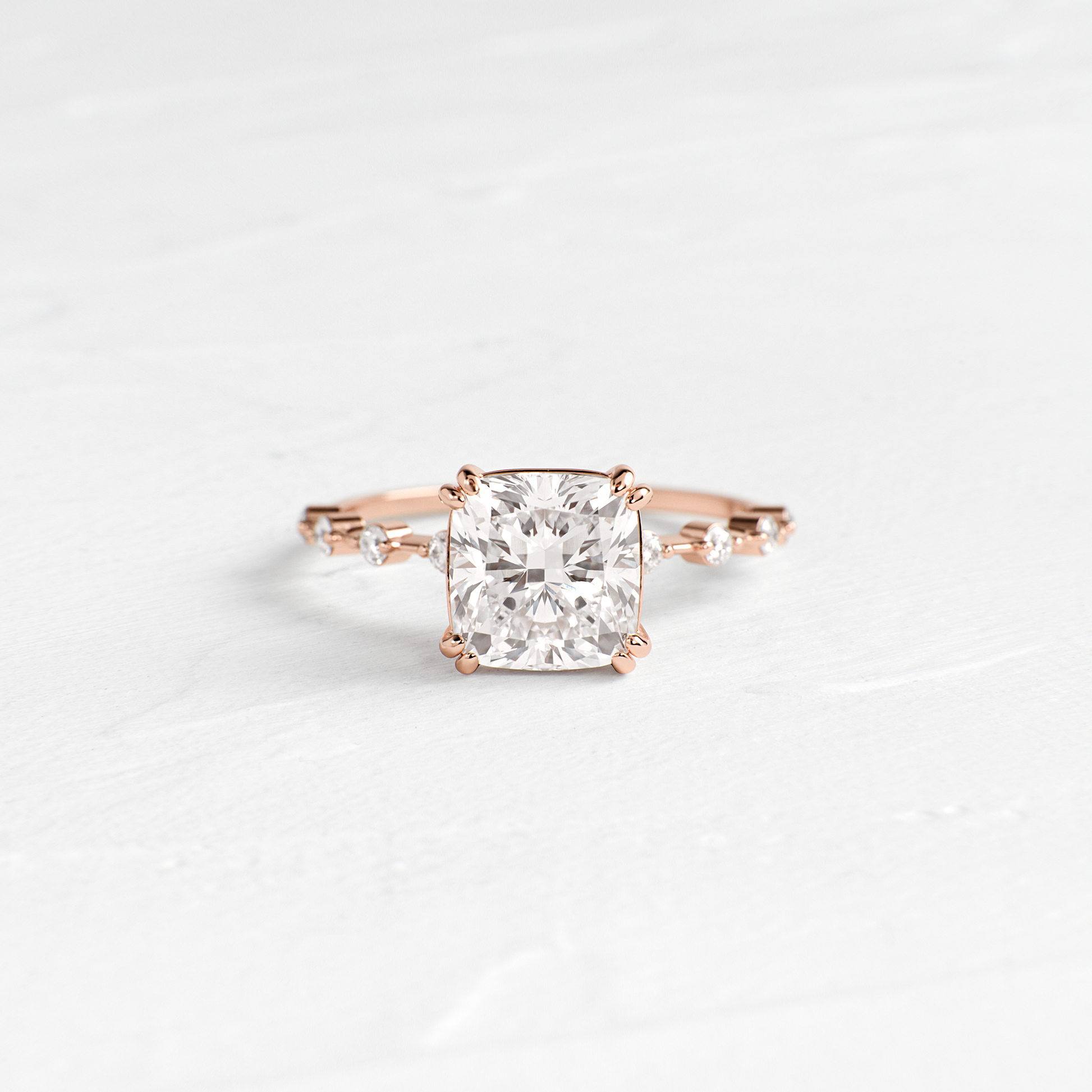 Pave-Cushion Lab Grown Diamond Engagement Ring - Back view