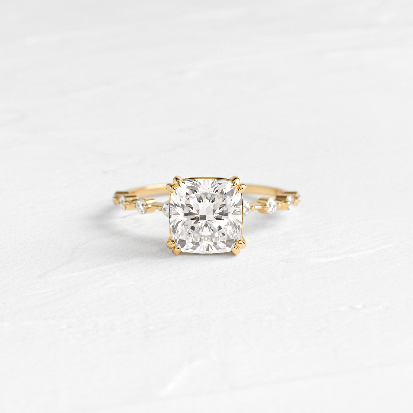 Pave-Cushion Lab Grown Diamond Engagement Ring - Front view