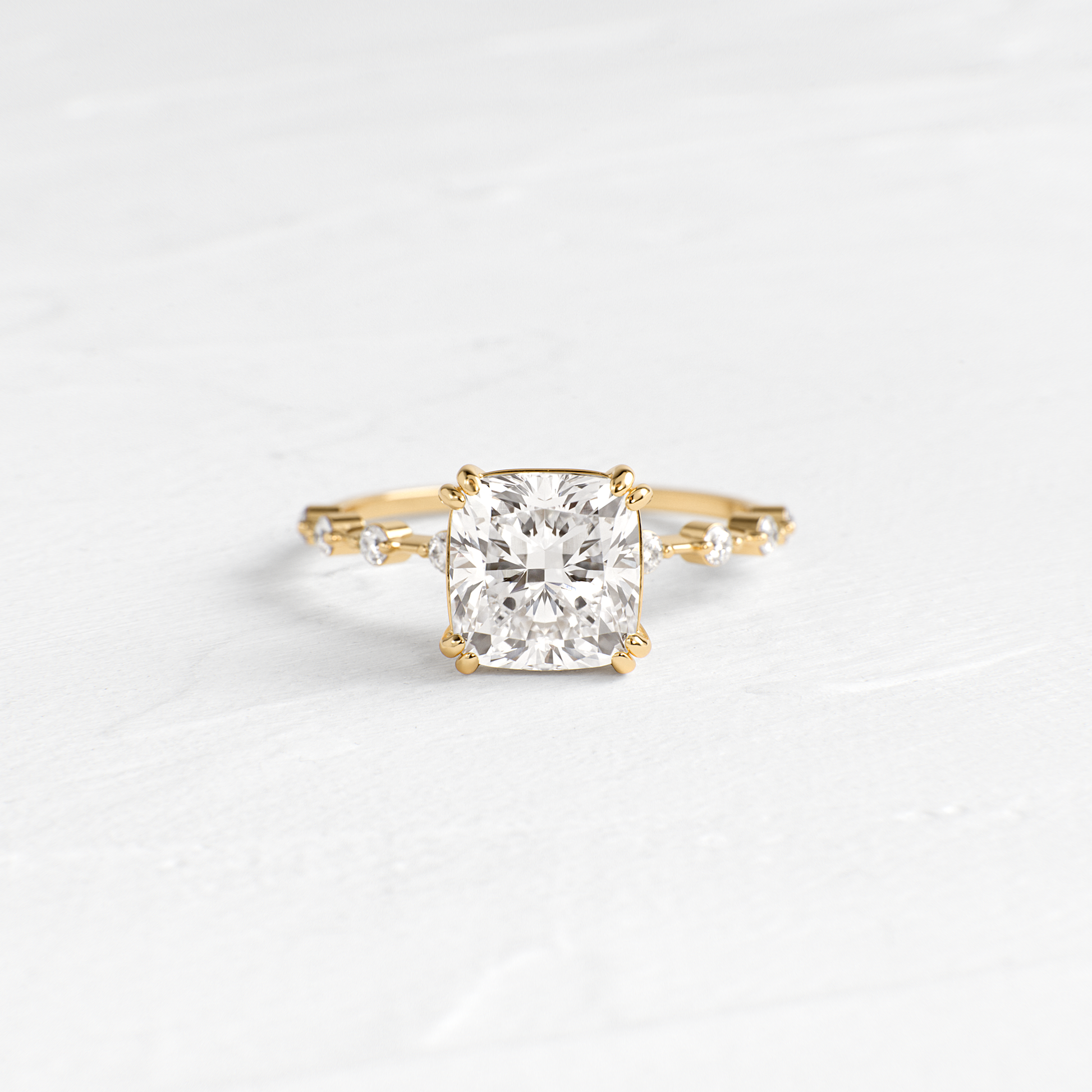 Pave-Cushion Lab Grown Diamond Engagement Ring - Front view