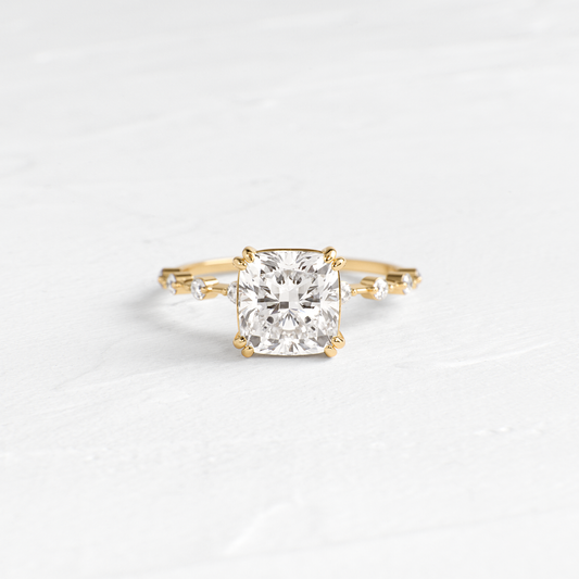 Pave-Cushion Lab Grown Diamond Engagement Ring - Front view