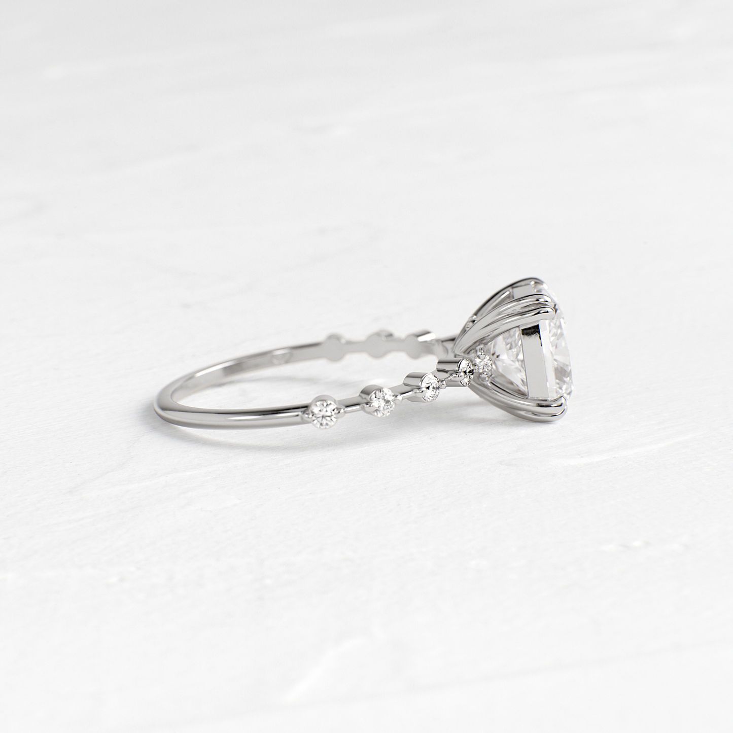 Pave-Cushion Lab Grown Diamond Engagement Ring - Front view
