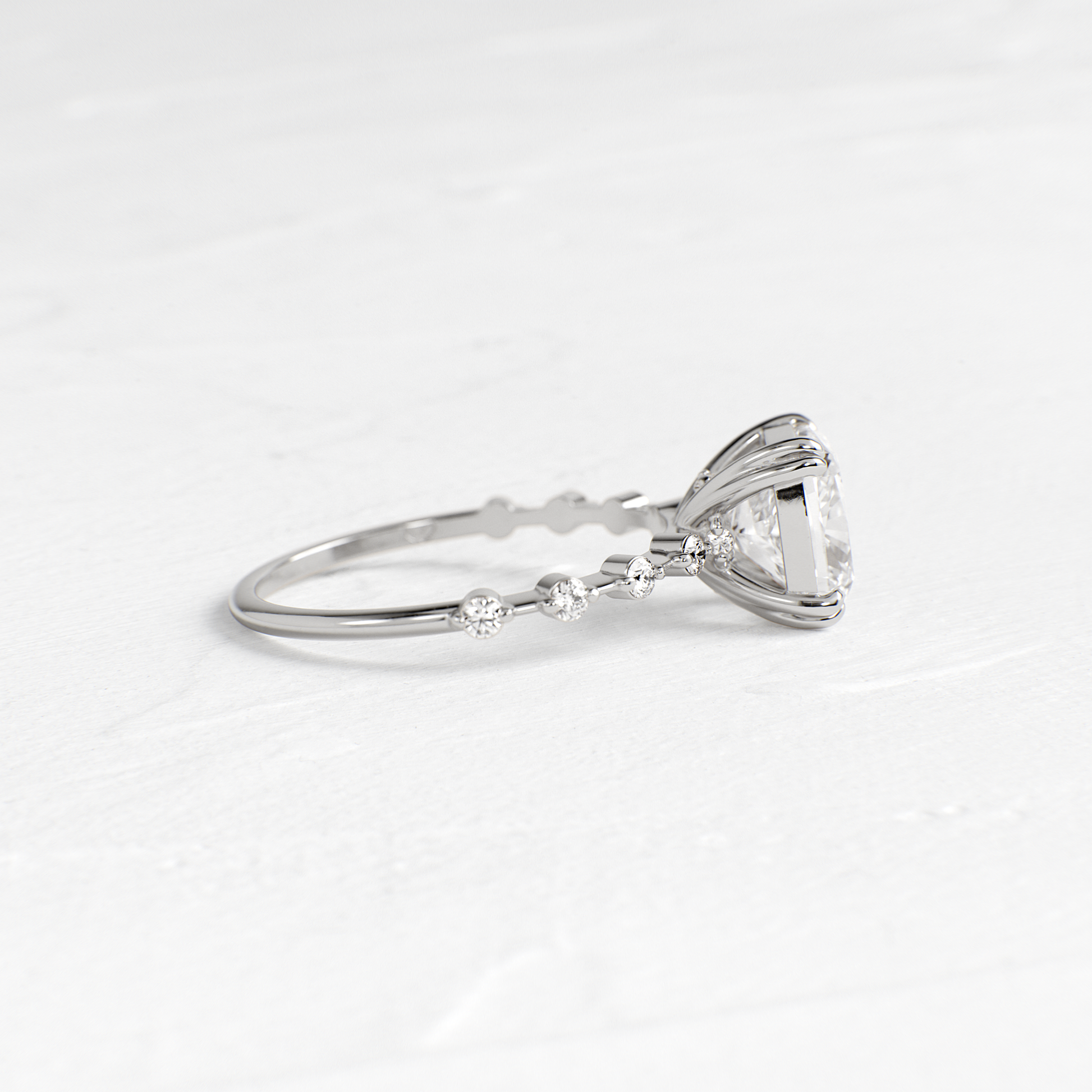 Pave-Cushion Lab Grown Diamond Engagement Ring - Front view