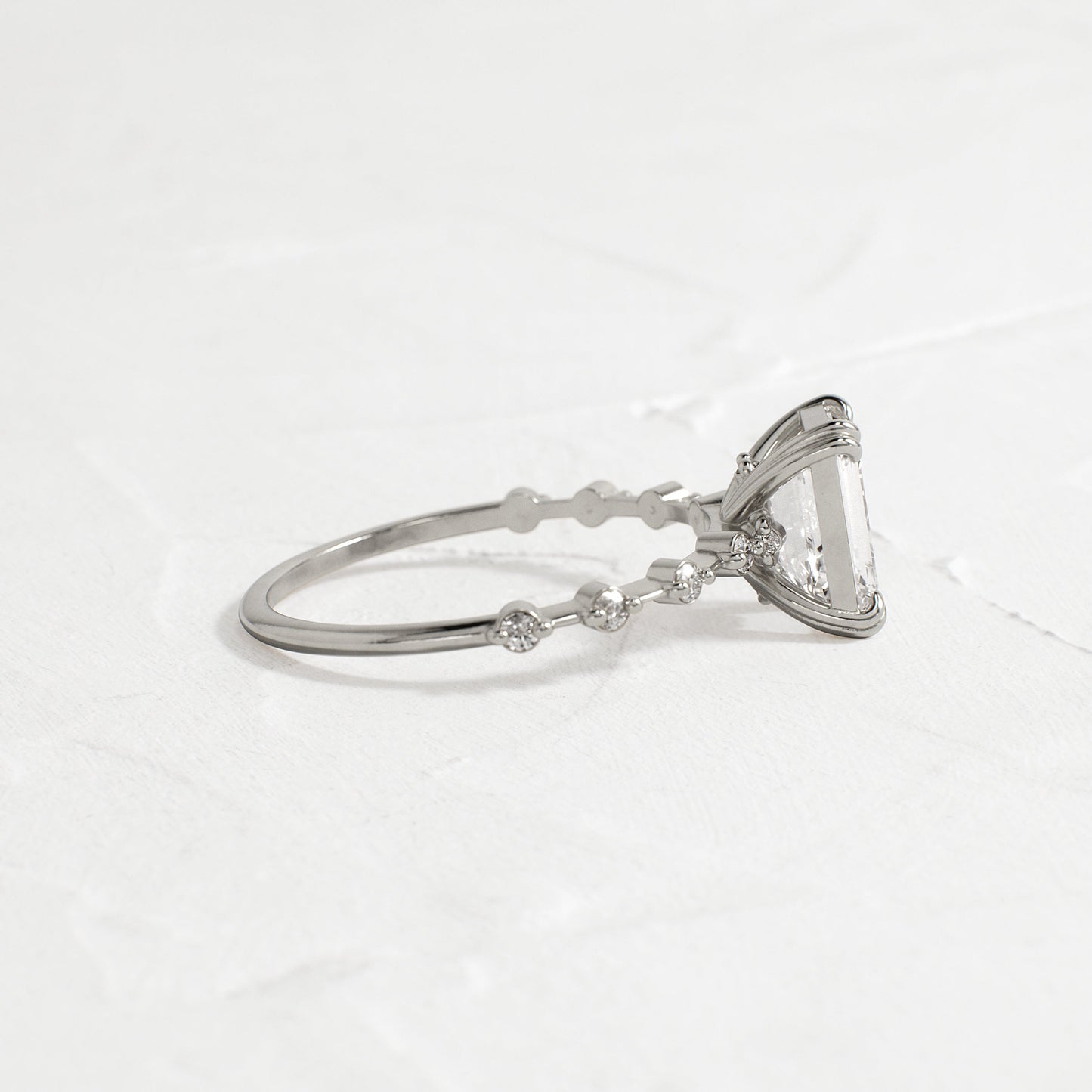 Pave & Double Prong-Emerald Lab Grown Diamond Engagement Ring - Back view