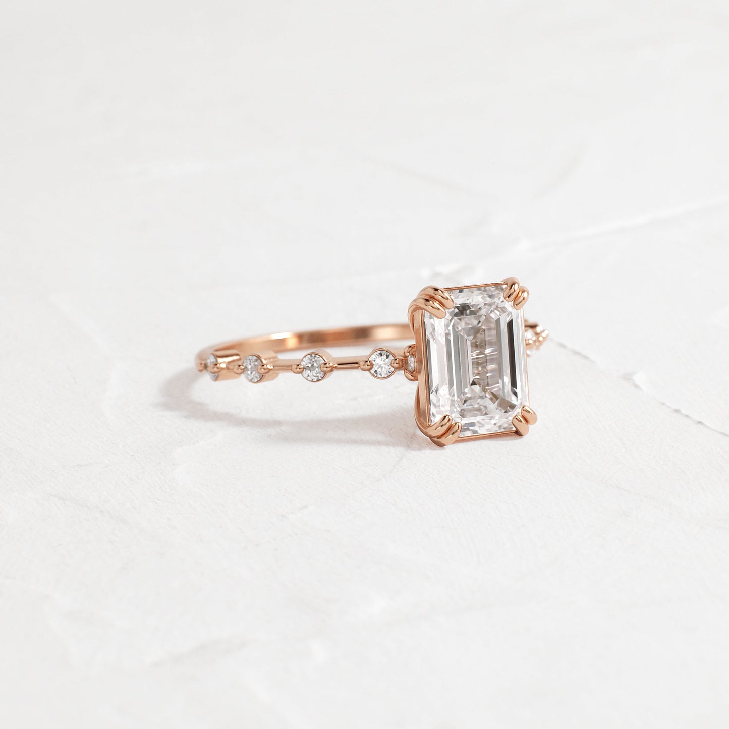Pave & Double Prong-Emerald Lab Grown Diamond Engagement Ring - Lifestyle