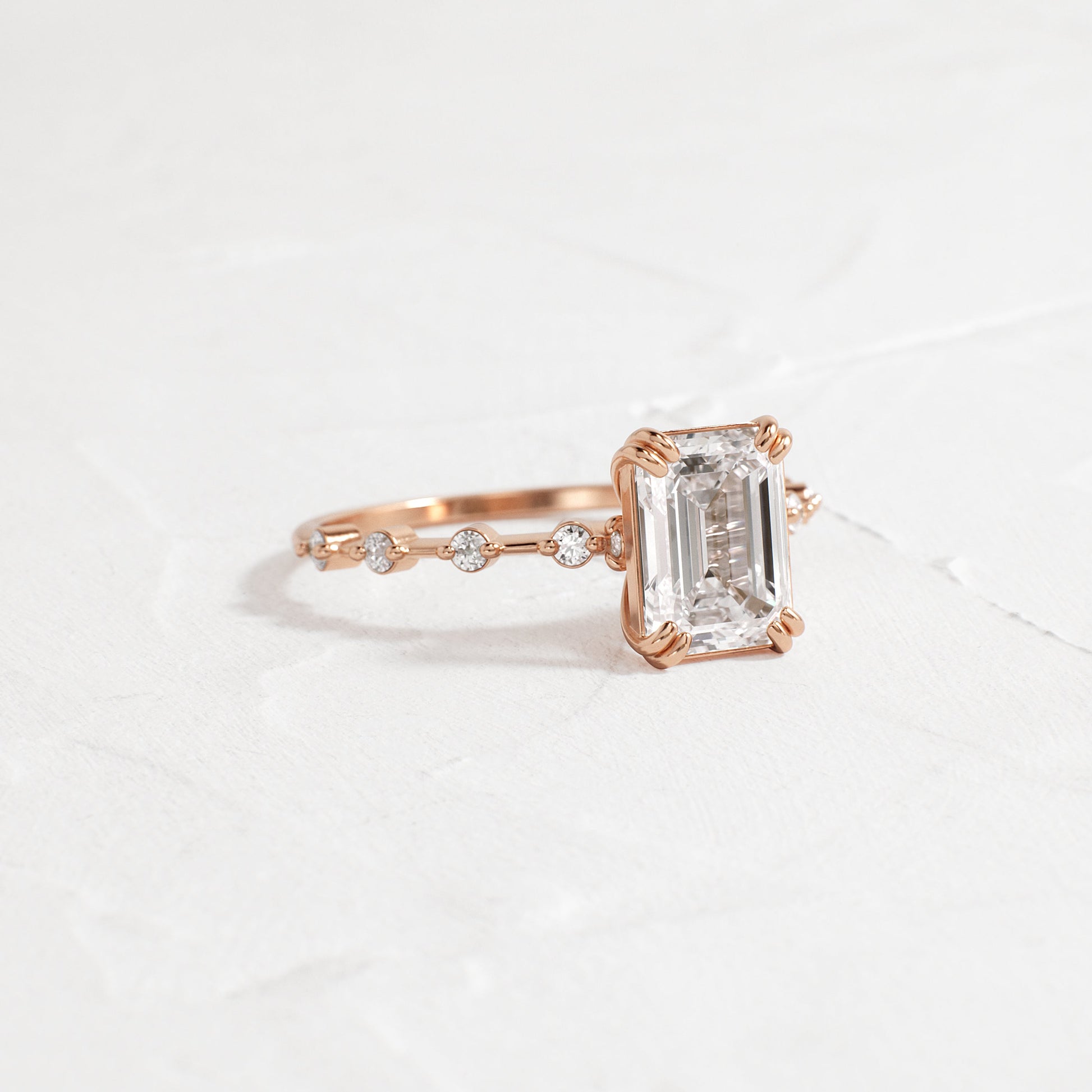 Pave & Double Prong-Emerald Lab Grown Diamond Engagement Ring - Lifestyle