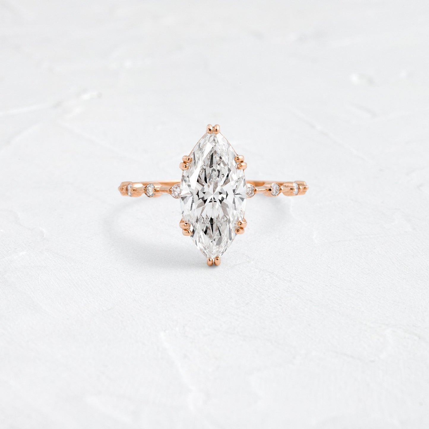 Pave Double Prong-Marquise Lab Grown Diamond Engagement Ring - Detail view