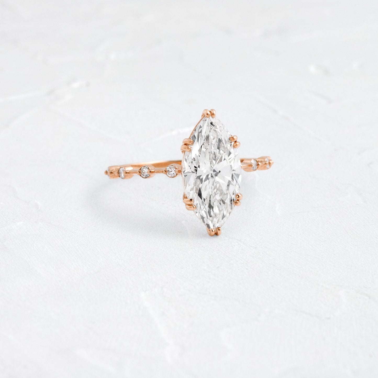 Pave Double Prong-Marquise Lab Grown Diamond Engagement Ring - On model