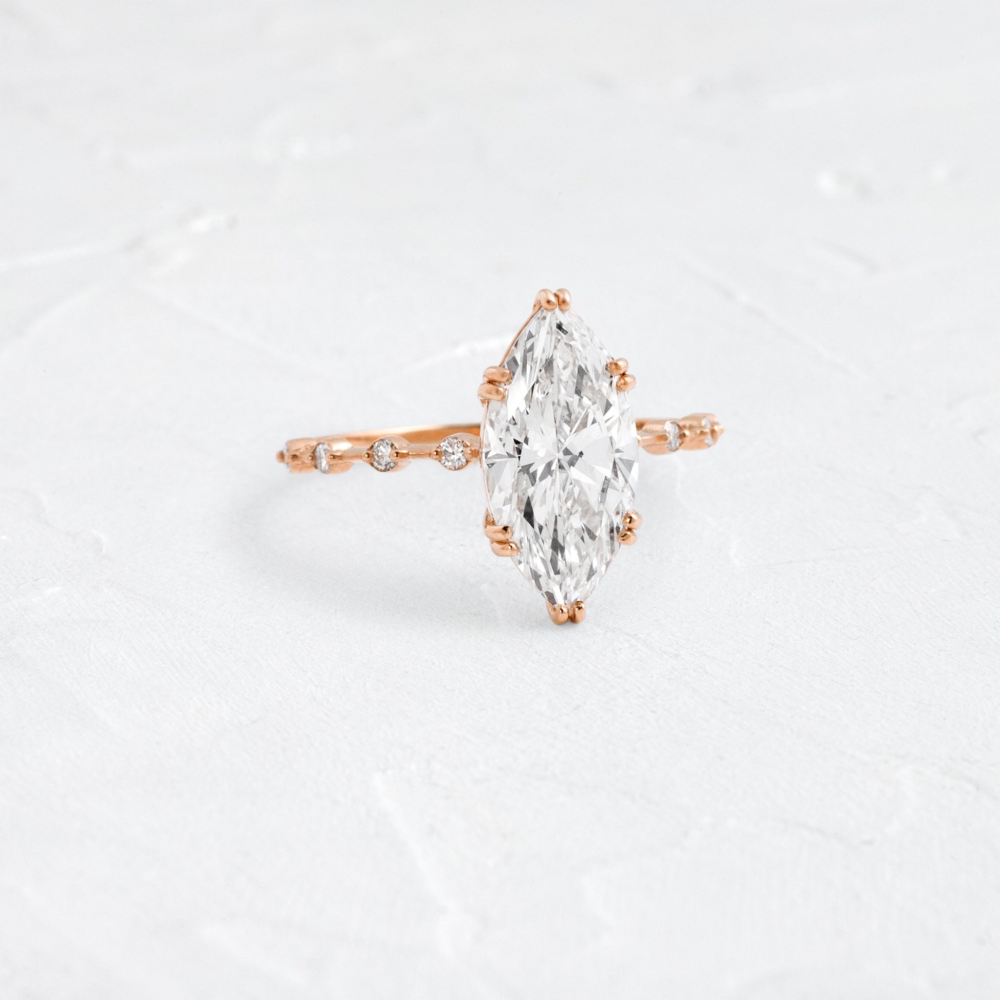 Pave Double Prong-Marquise Lab Grown Diamond Engagement Ring - On model