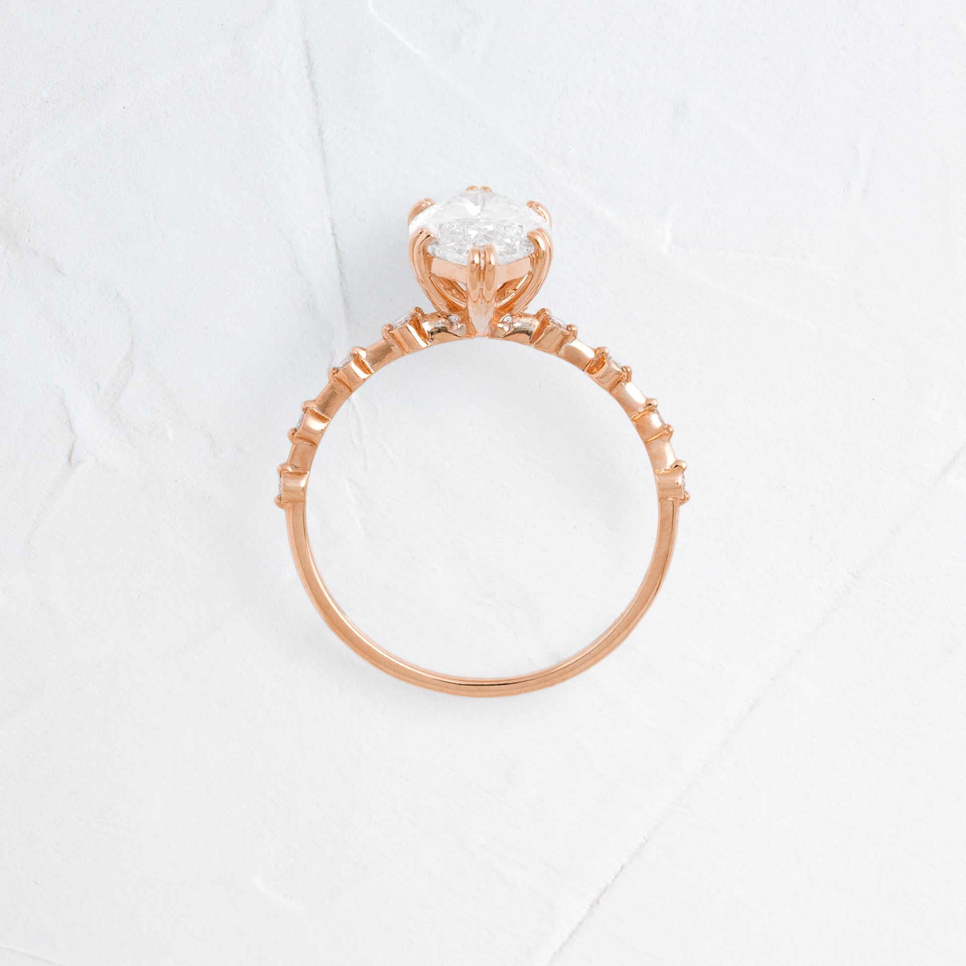 Pave Double Prong-Marquise Lab Grown Diamond Engagement Ring - Front view