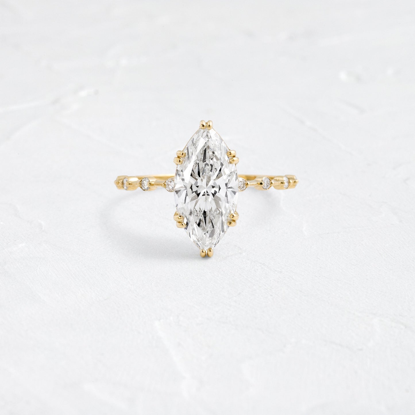 Pave Double Prong-Marquise Lab Grown Diamond Engagement Ring - Front view