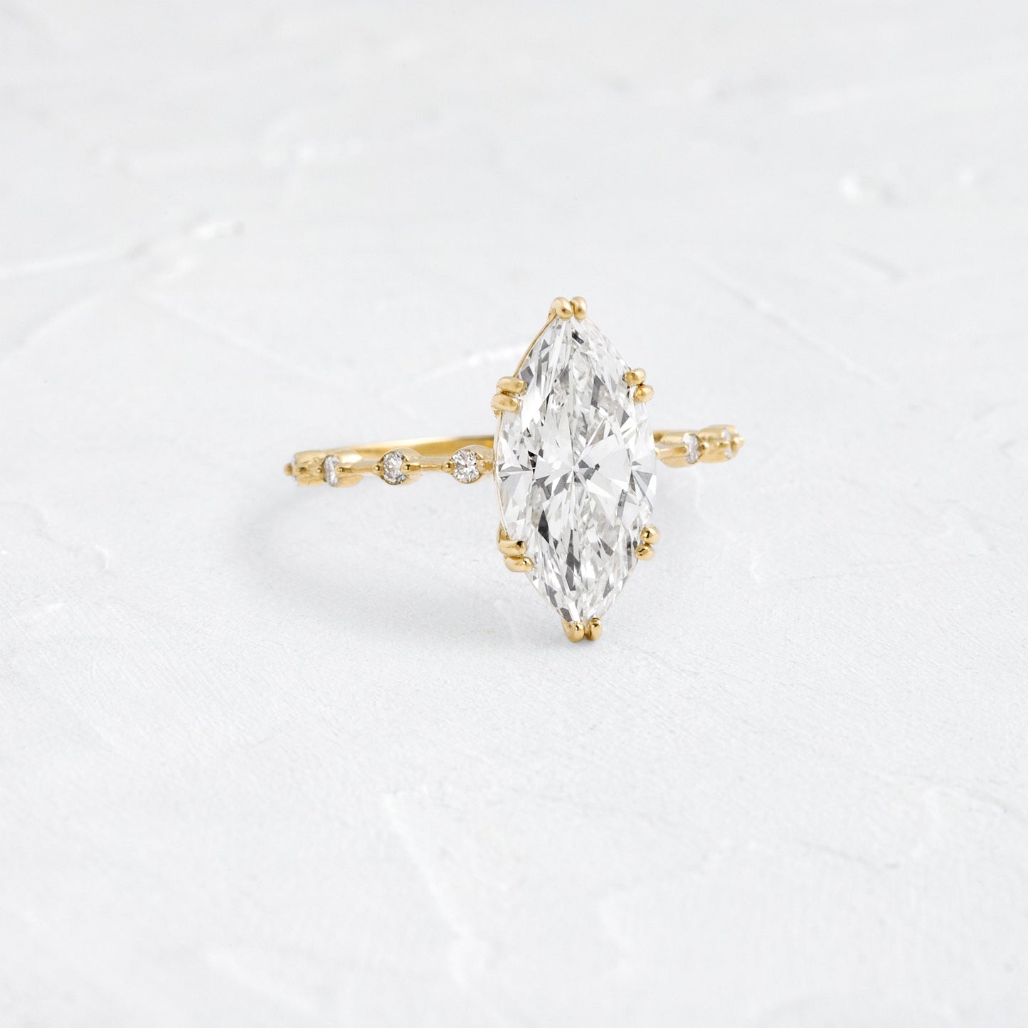 Pave Double Prong-Marquise Lab Grown Diamond Engagement Ring - Front view