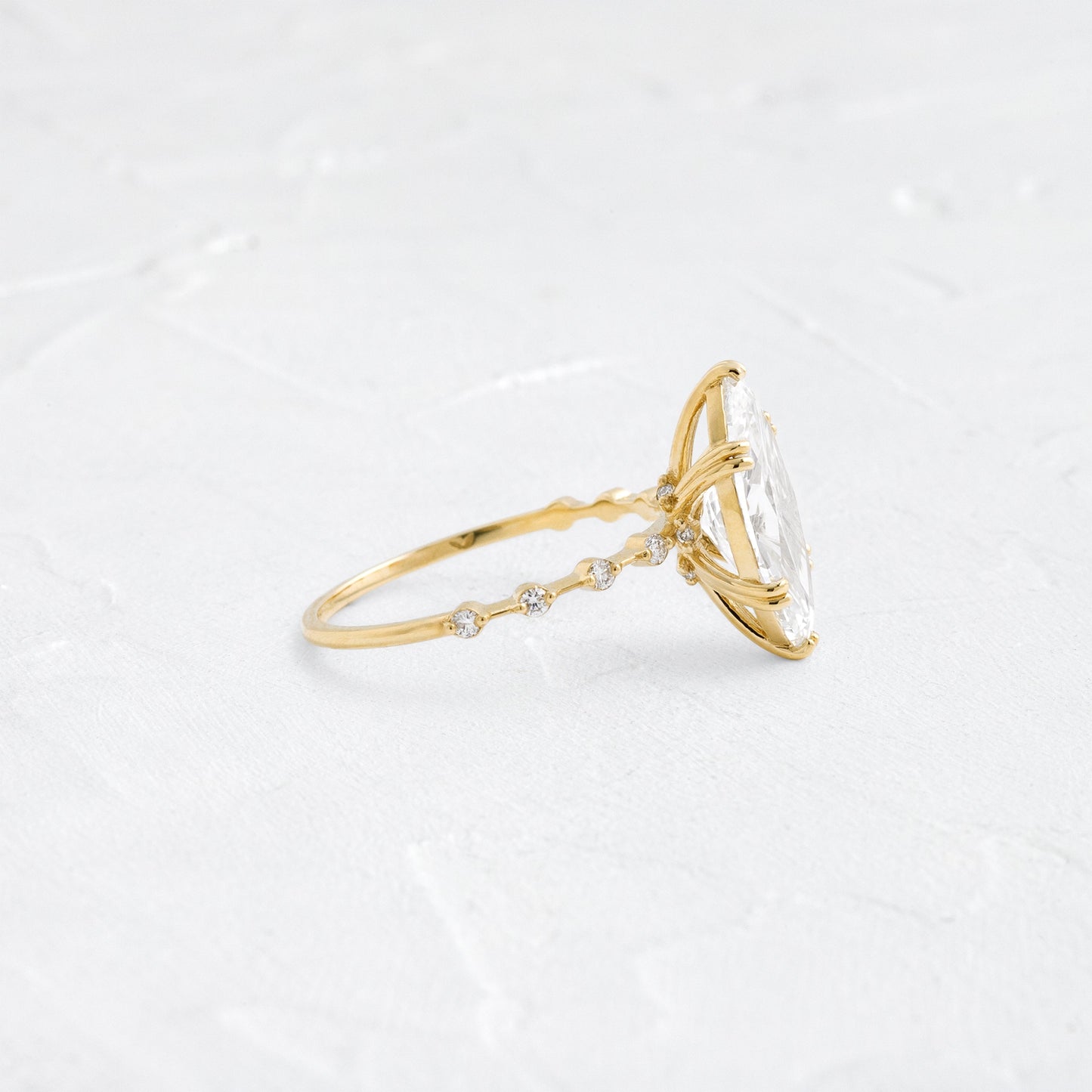 Pave Double Prong-Marquise Lab Grown Diamond Engagement Ring - Side view