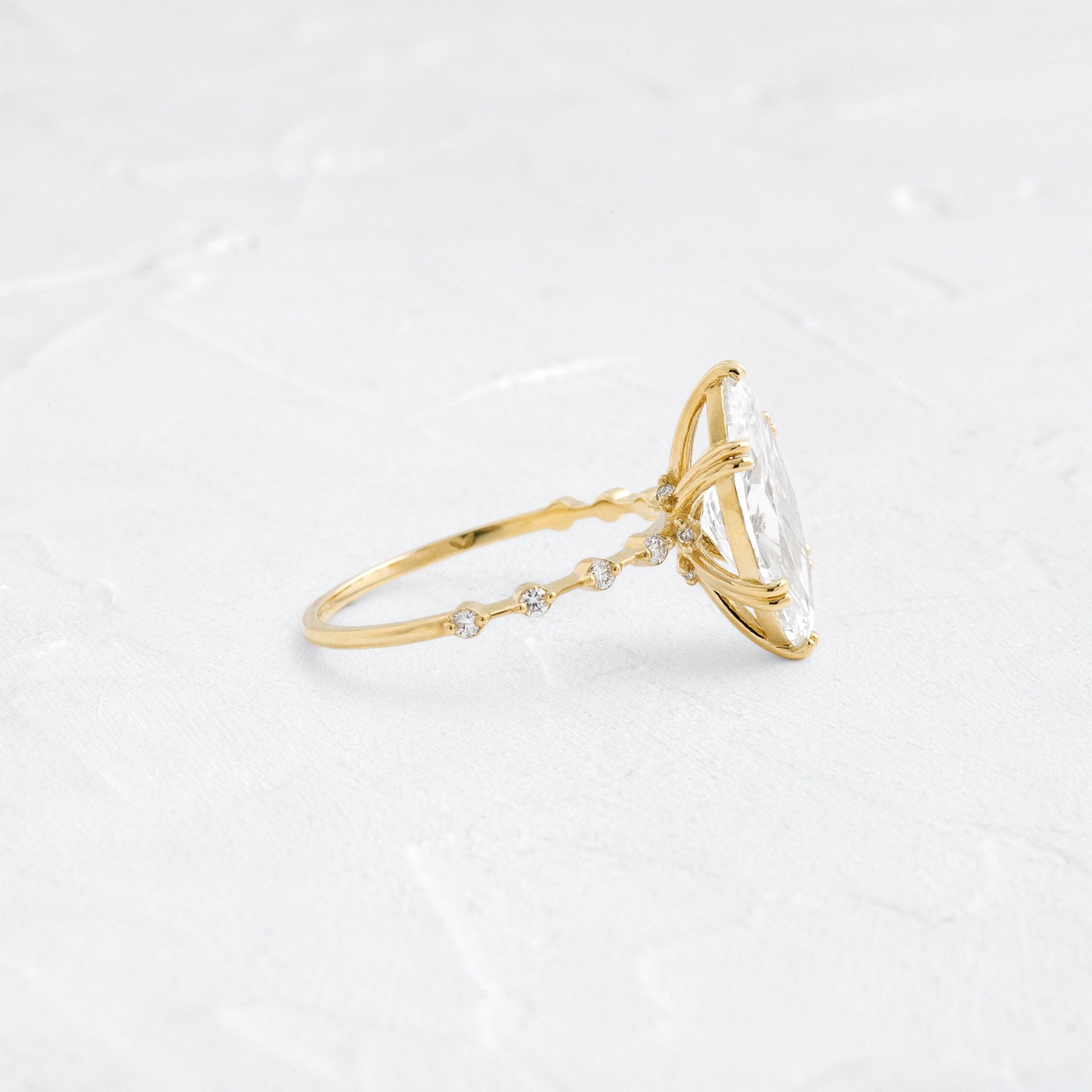 Pave Double Prong-Marquise Lab Grown Diamond Engagement Ring - Side view