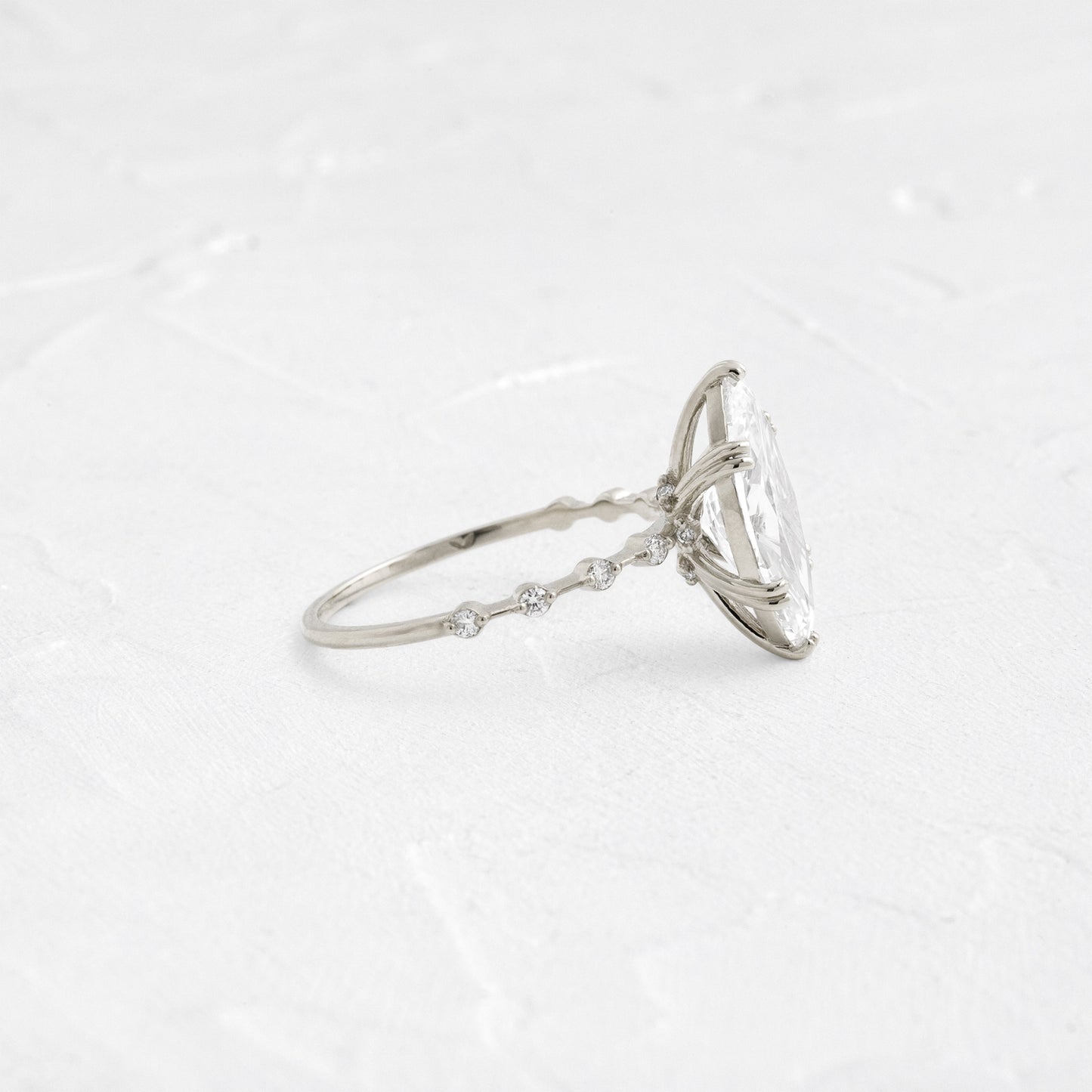 Pave Double Prong-Marquise Lab Grown Diamond Engagement Ring - Front view