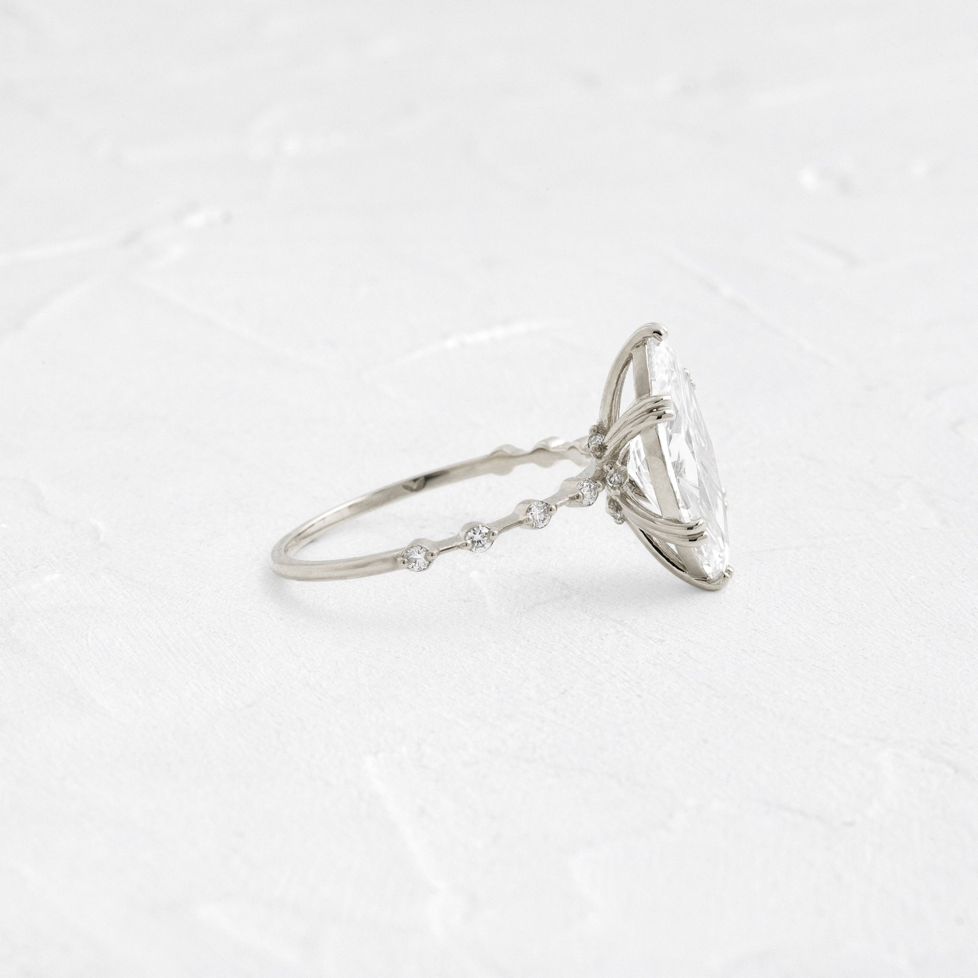 Pave Double Prong-Marquise Lab Grown Diamond Engagement Ring - Front view