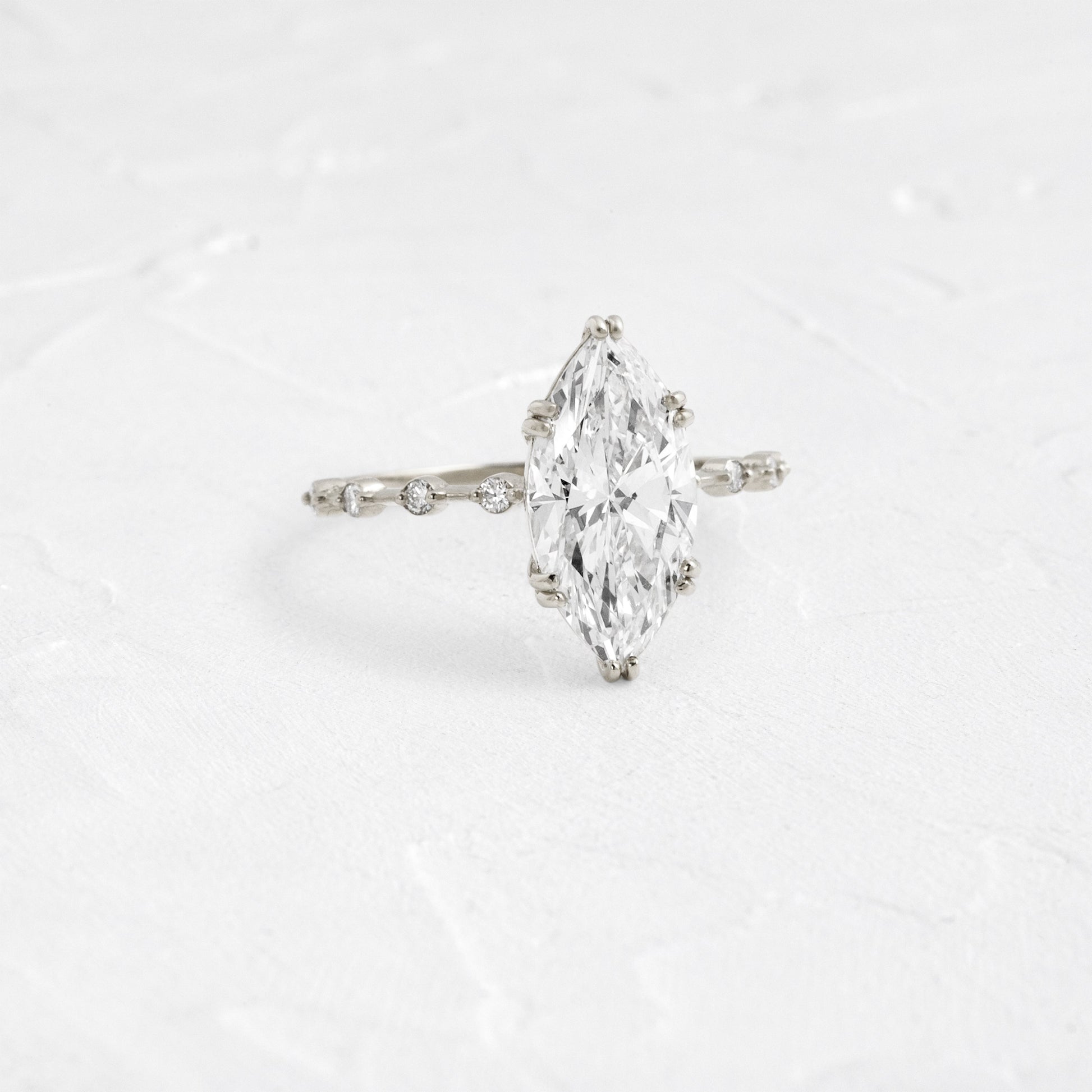 Pave Double Prong-Marquise Lab Grown Diamond Engagement Ring - Side view