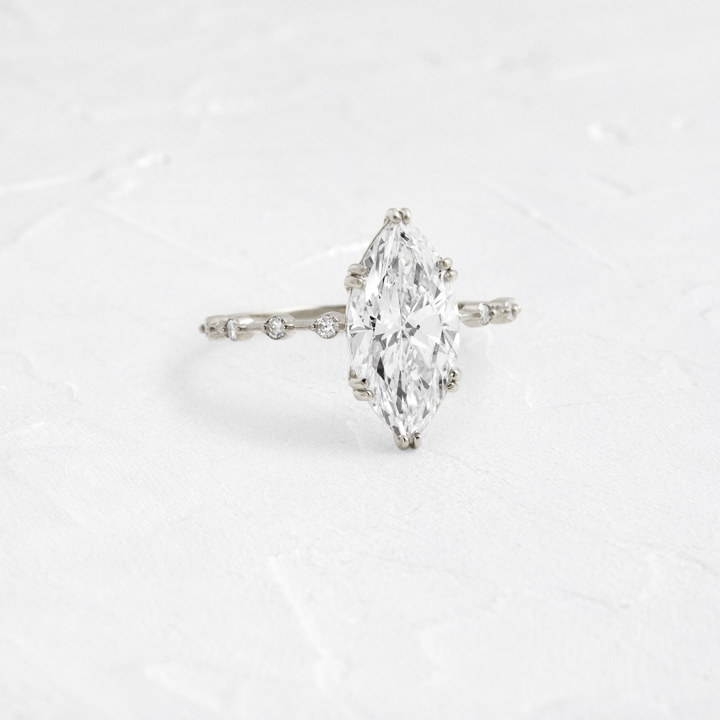 Pave Double Prong-Marquise Lab Grown Diamond Engagement Ring - Side view