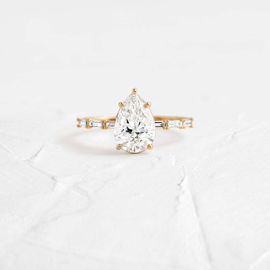 Pave-Pear Lab Grown Diamond Engagement Ring - Front view
