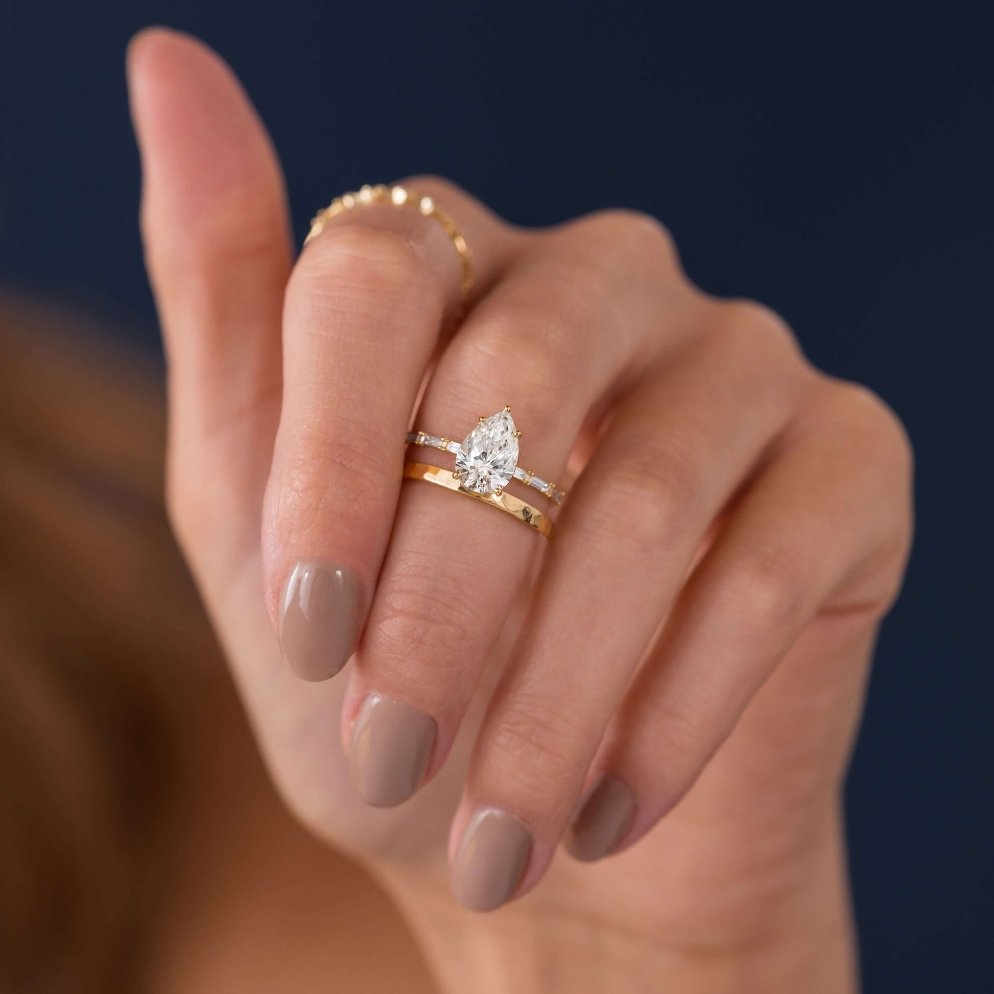 Pave-Pear Lab Grown Diamond Engagement Ring - Back view