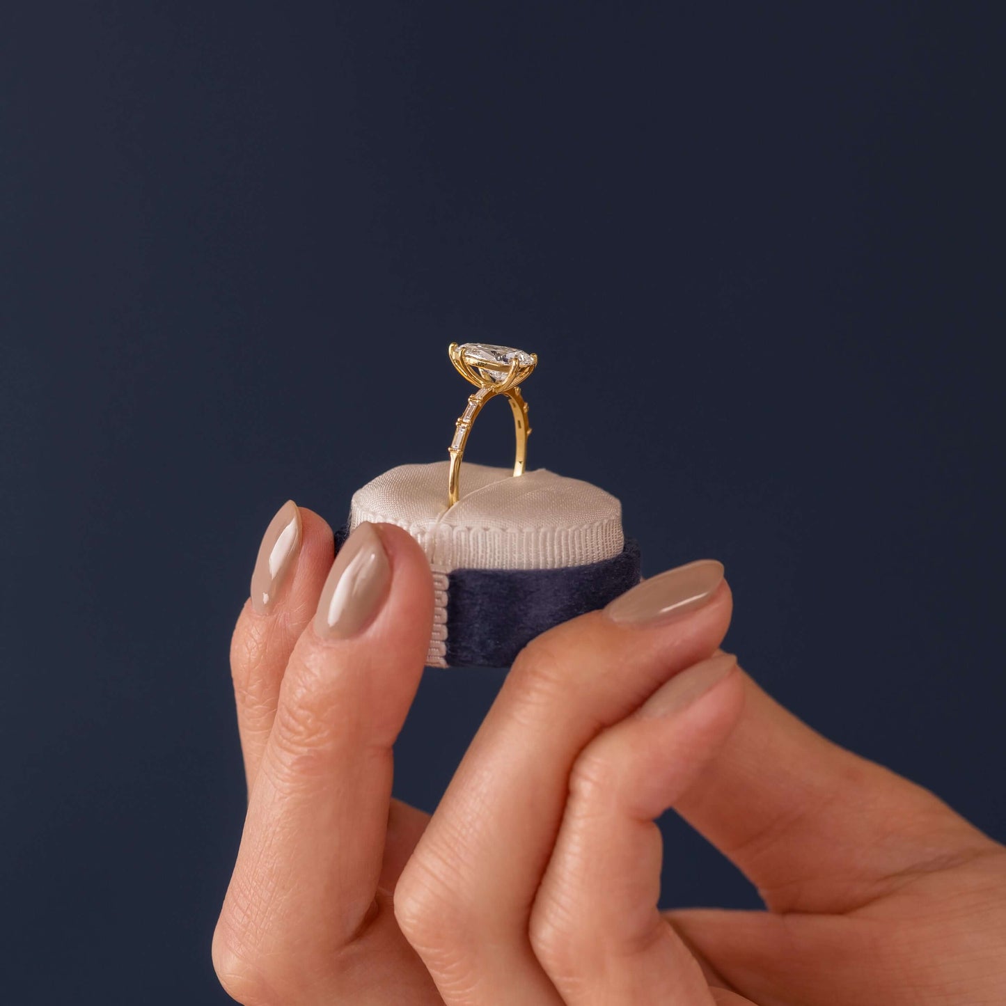 Pave-Pear Lab Grown Diamond Engagement Ring - Detail view