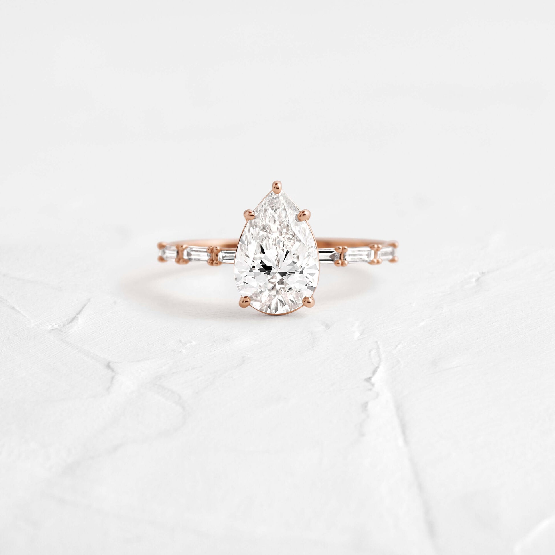 Pave-Pear Lab Grown Diamond Engagement Ring - On model