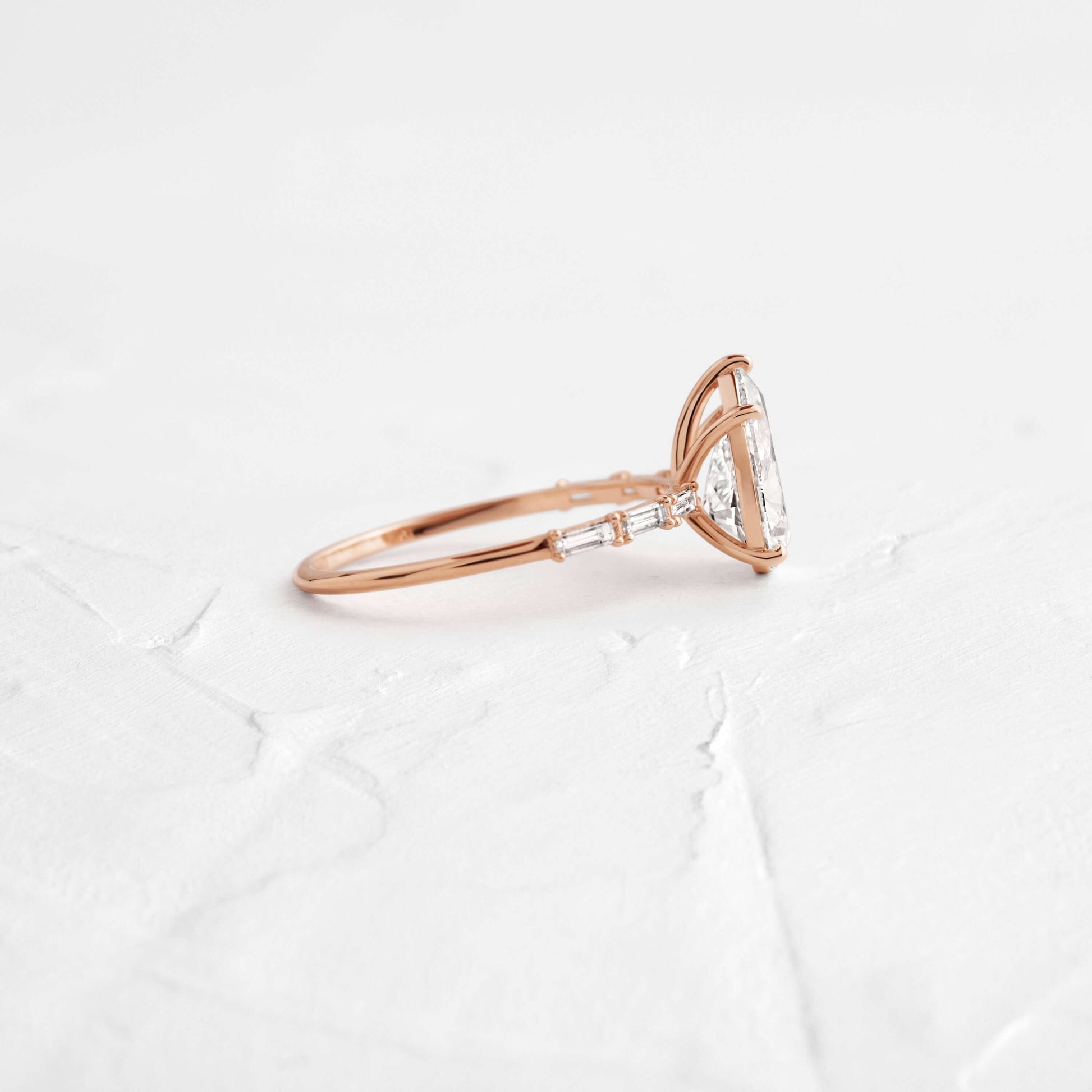Pave-Pear Lab Grown Diamond Engagement Ring - Front view