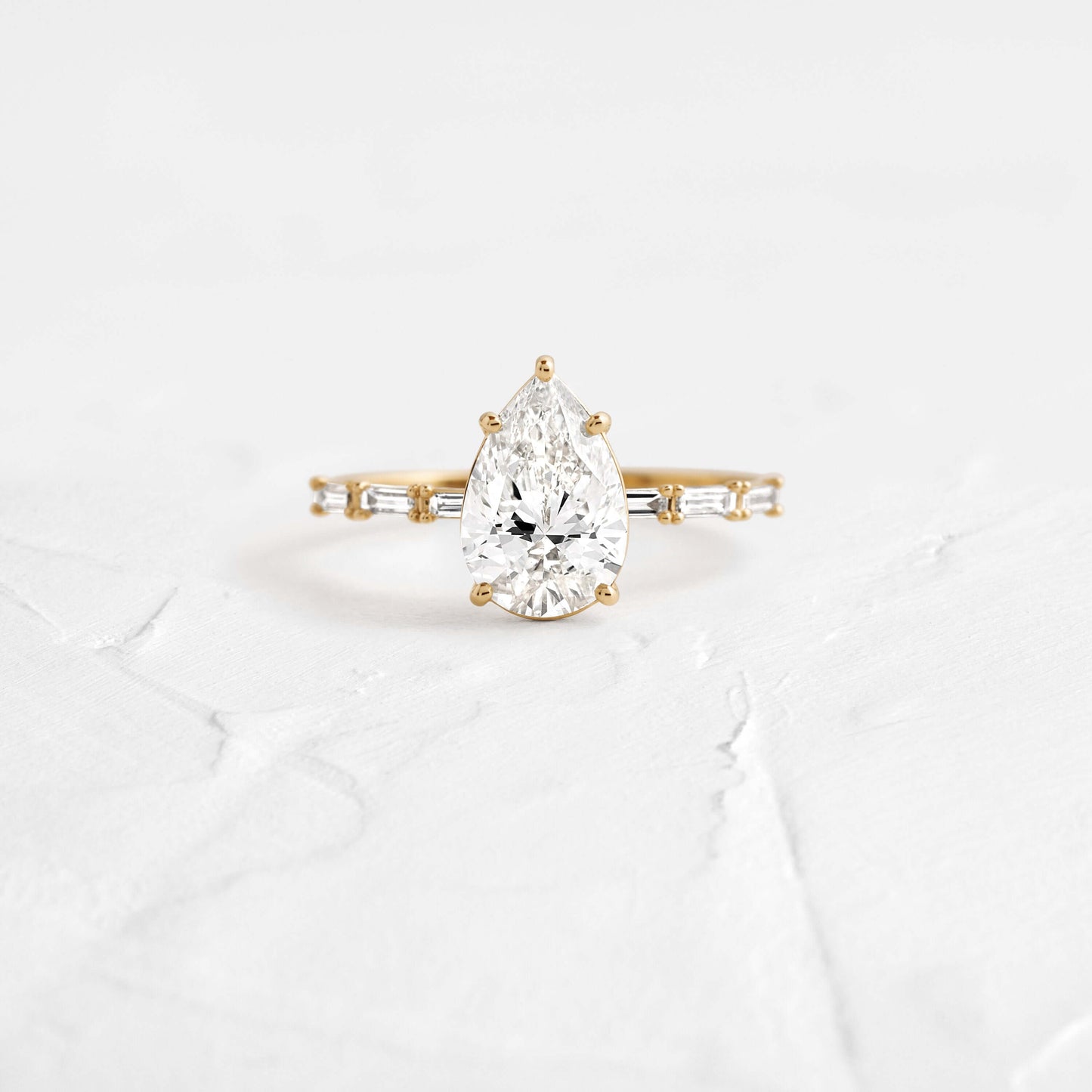 Pave-Pear Lab Grown Diamond Engagement Ring - Front view