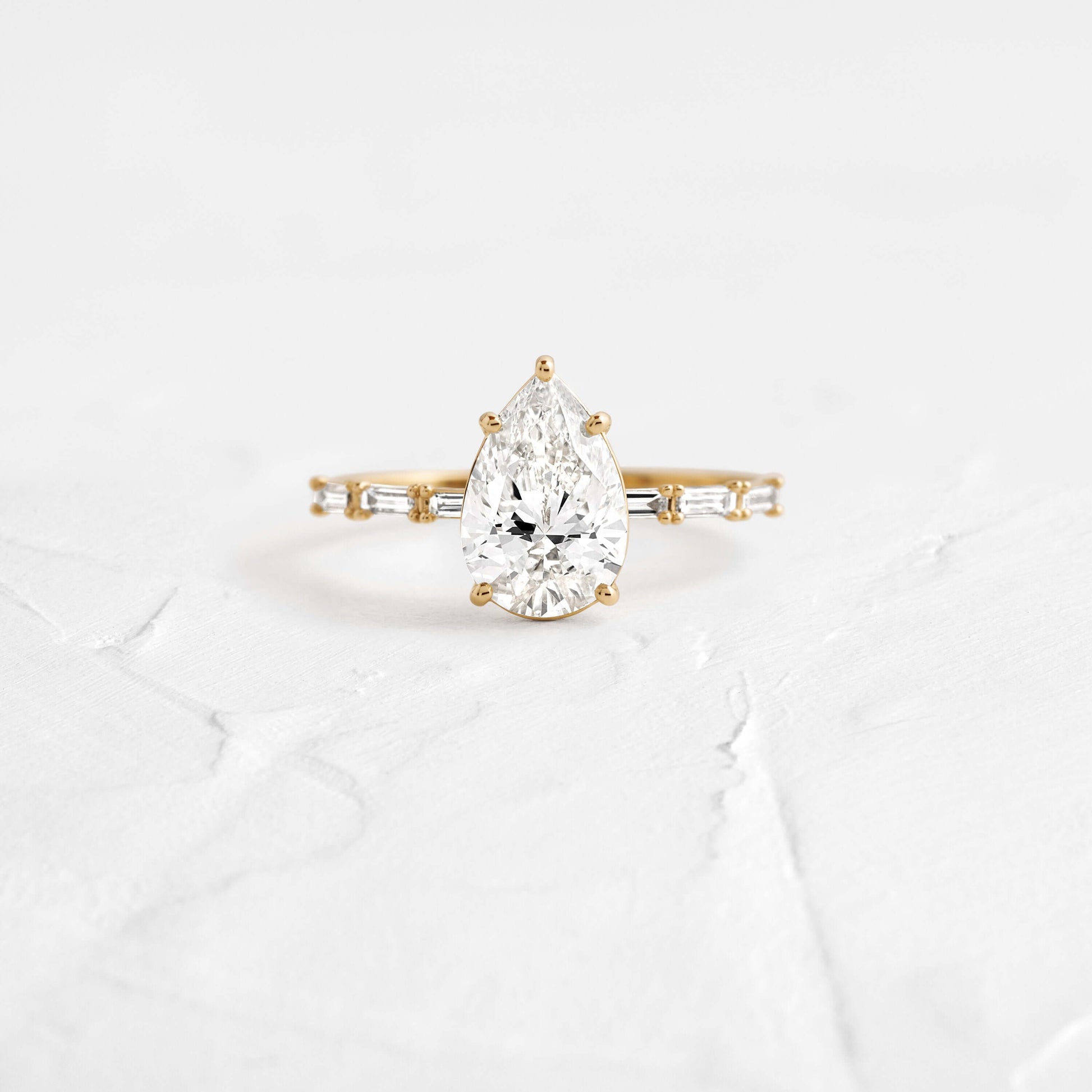 Pave-Pear Lab Grown Diamond Engagement Ring - Front view
