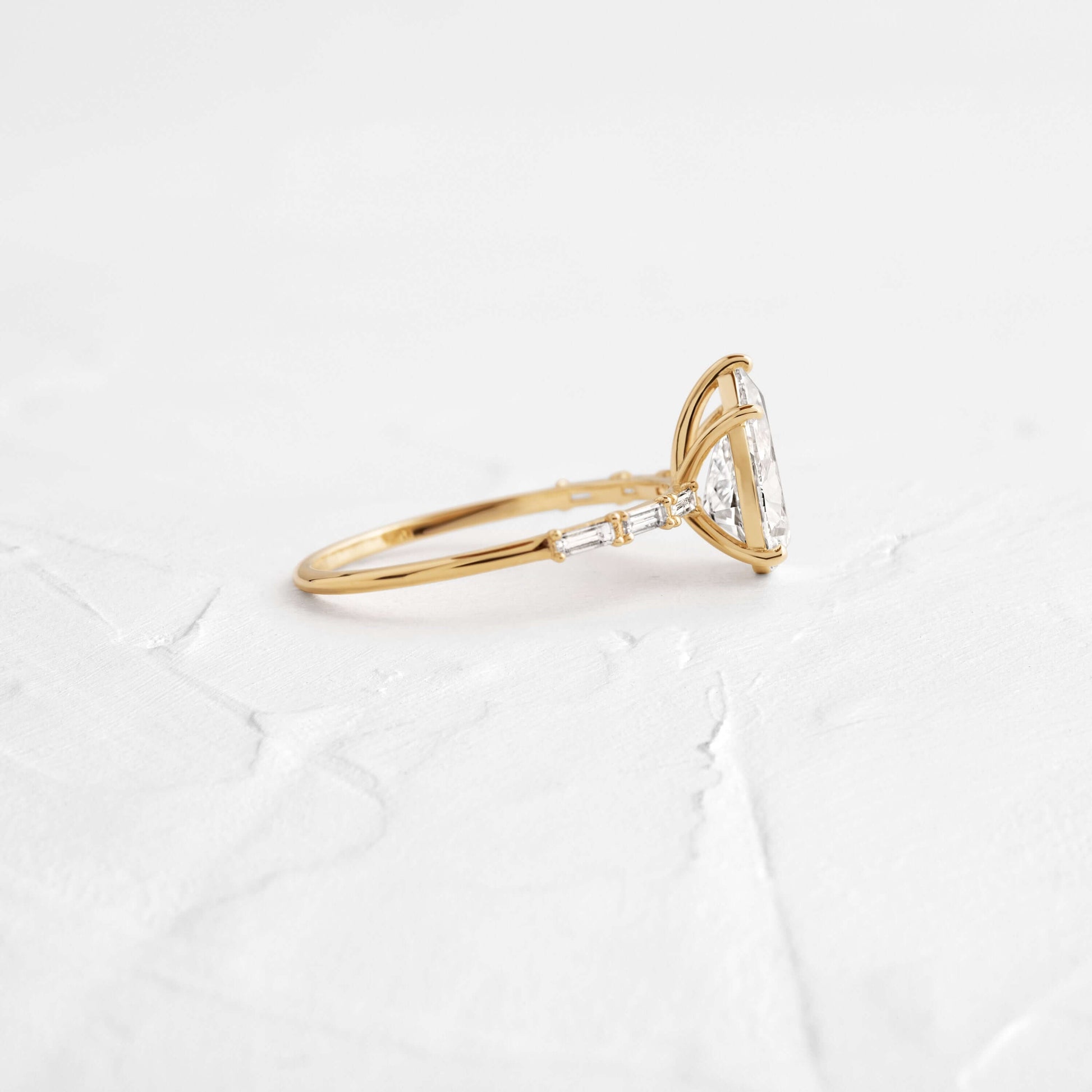 Pave-Pear Lab Grown Diamond Engagement Ring - Side view