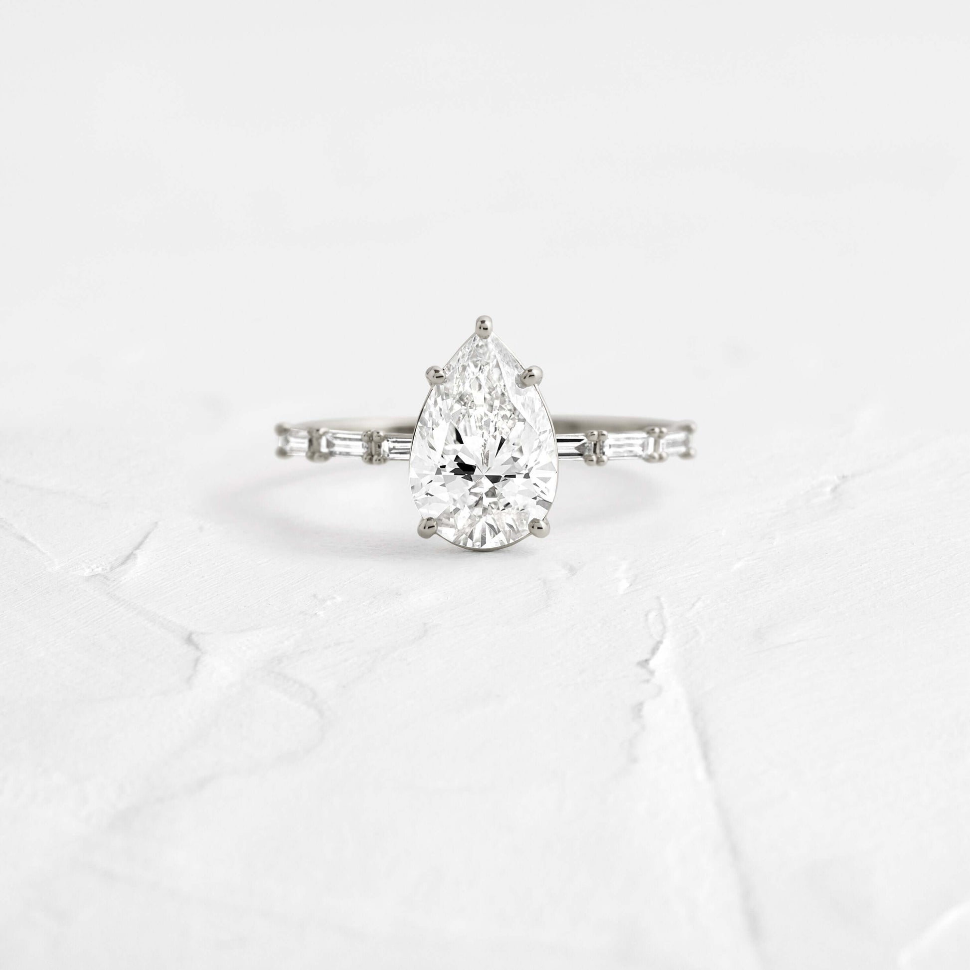 Pave-Pear Lab Grown Diamond Engagement Ring - On model