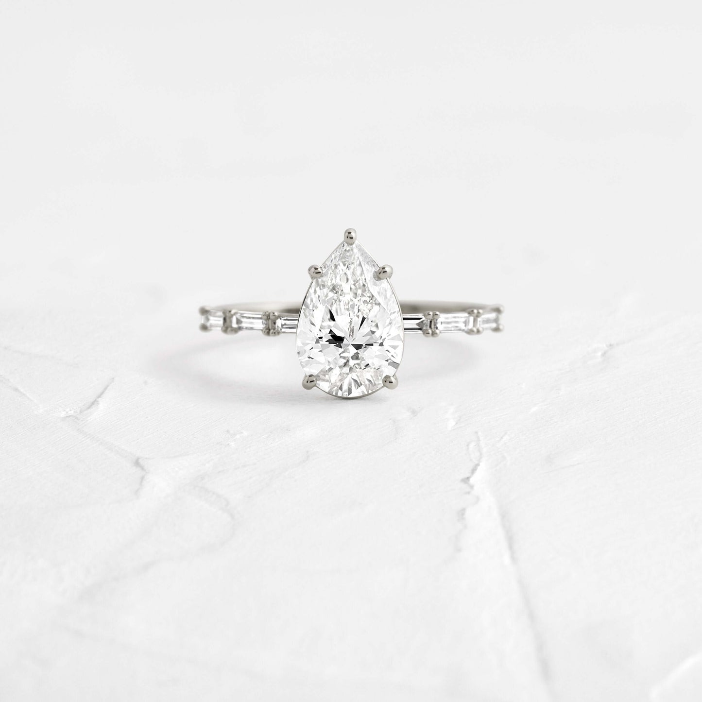 Pave-Pear Lab Grown Diamond Engagement Ring - On model