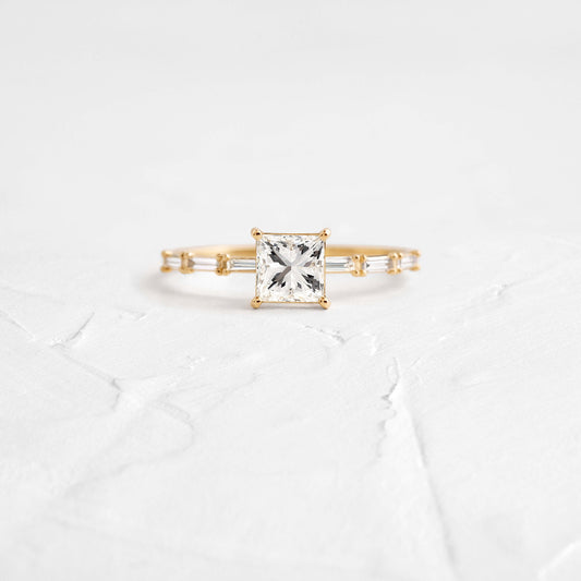 Pave-Princess Lab Grown Diamond Engagement Ring - Front view