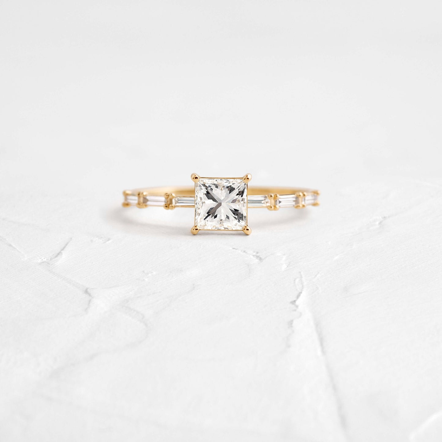 Pave-Princess Lab Grown Diamond Engagement Ring - Front view