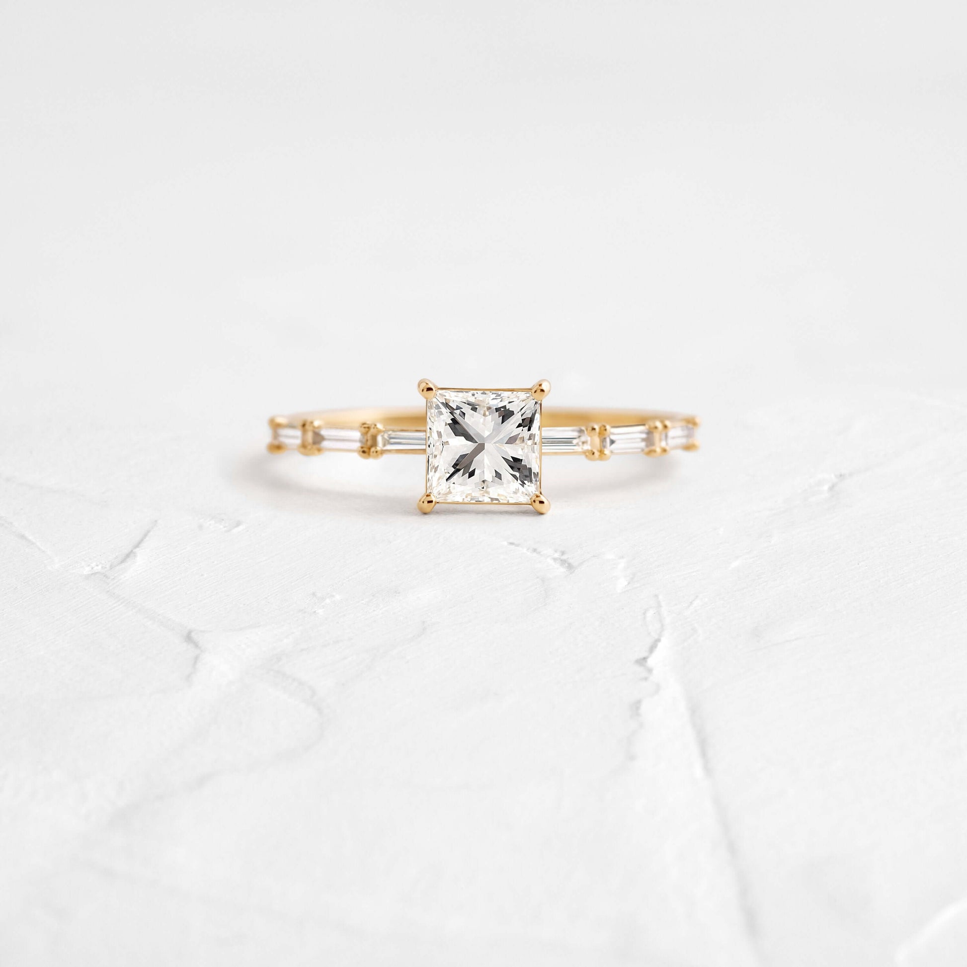 Pave-Princess Lab Grown Diamond Engagement Ring - Front view