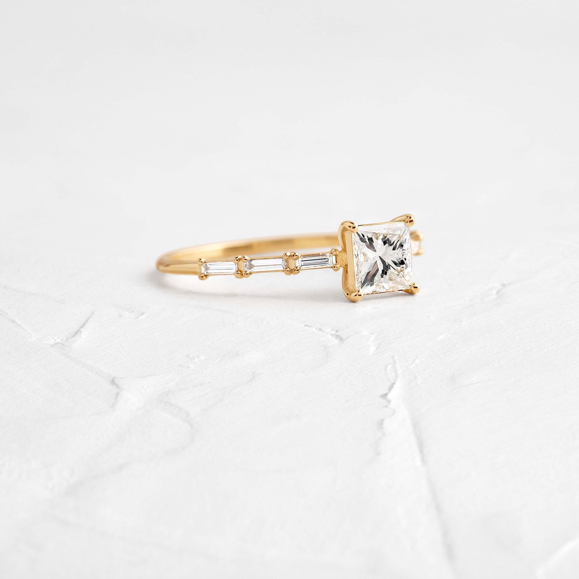 Pave-Princess Lab Grown Diamond Engagement Ring - Front view