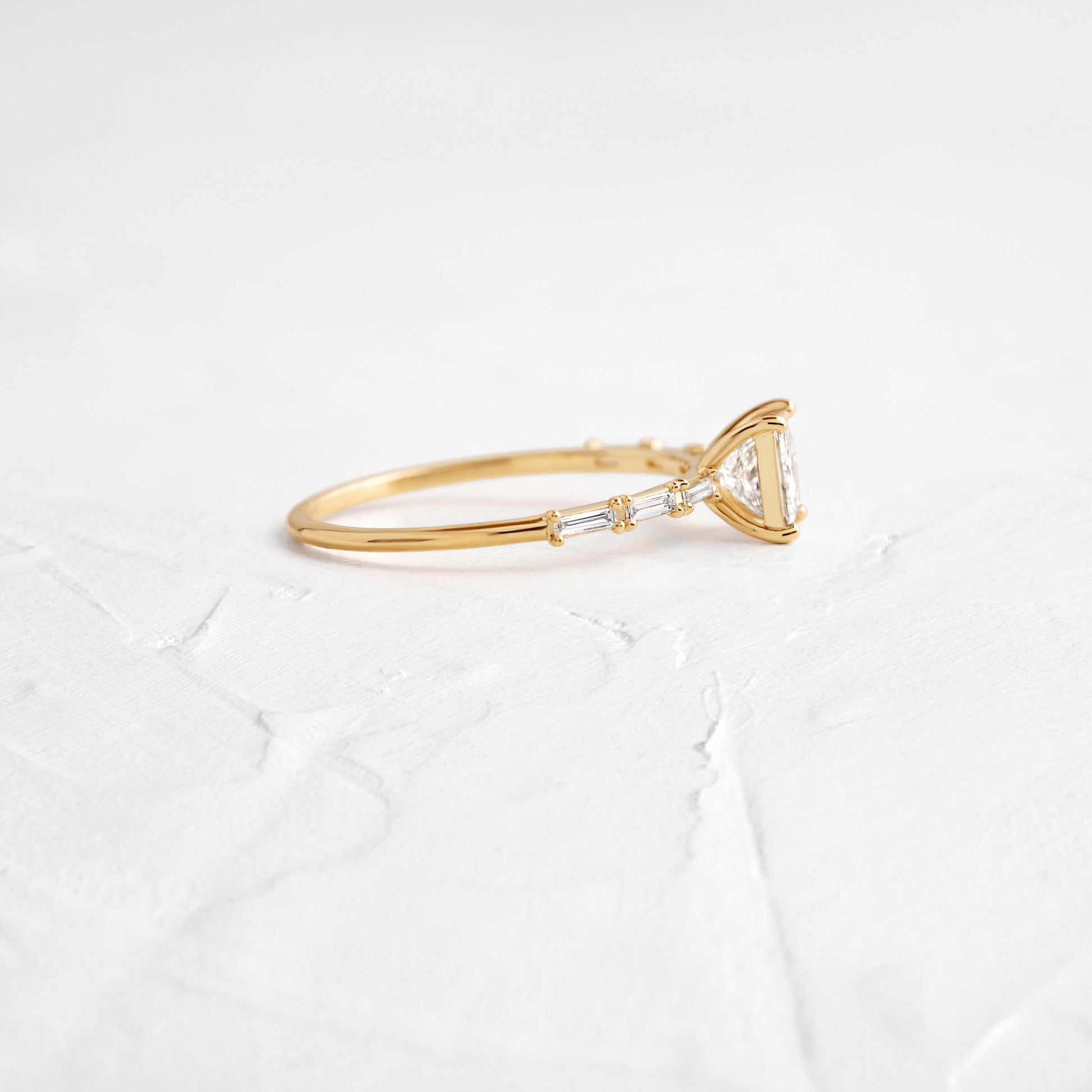 Pave-Princess Lab Grown Diamond Engagement Ring - Side view